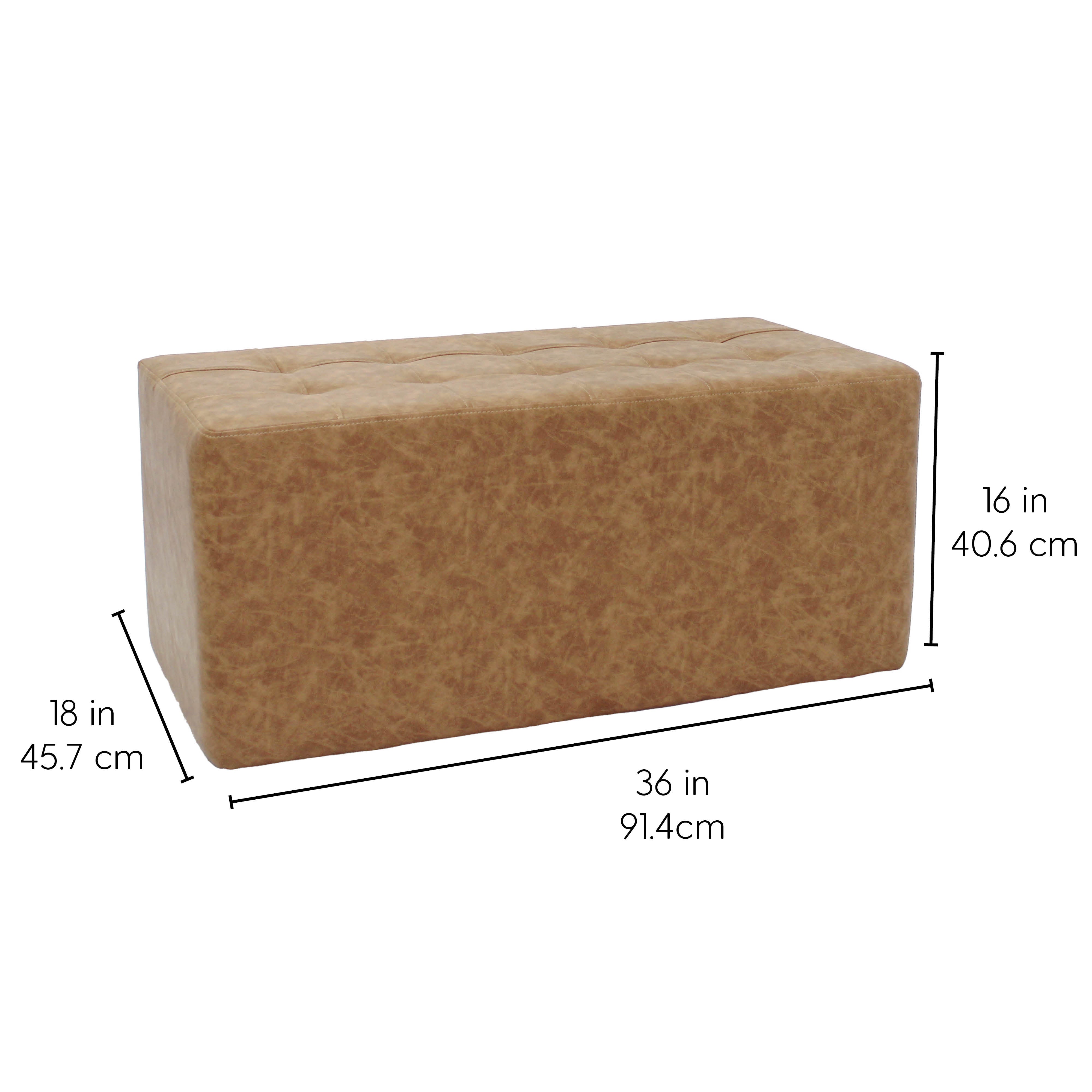 Rustic Tufted Rectangle Ottoman 16" Height - Pecan