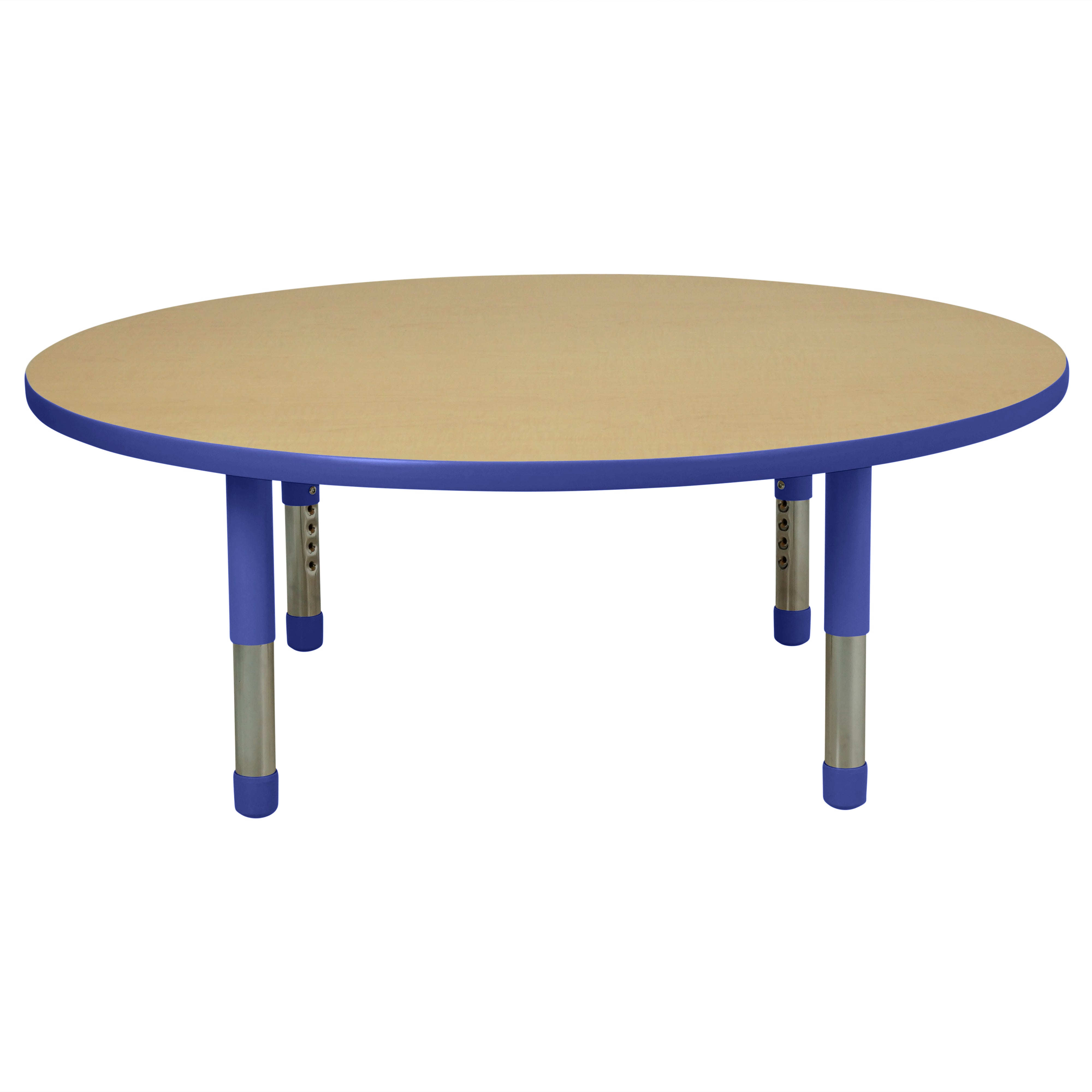 48" Round T-Molding Activity Table with Adjustable Tiny Tot Legs - Maple/Blue