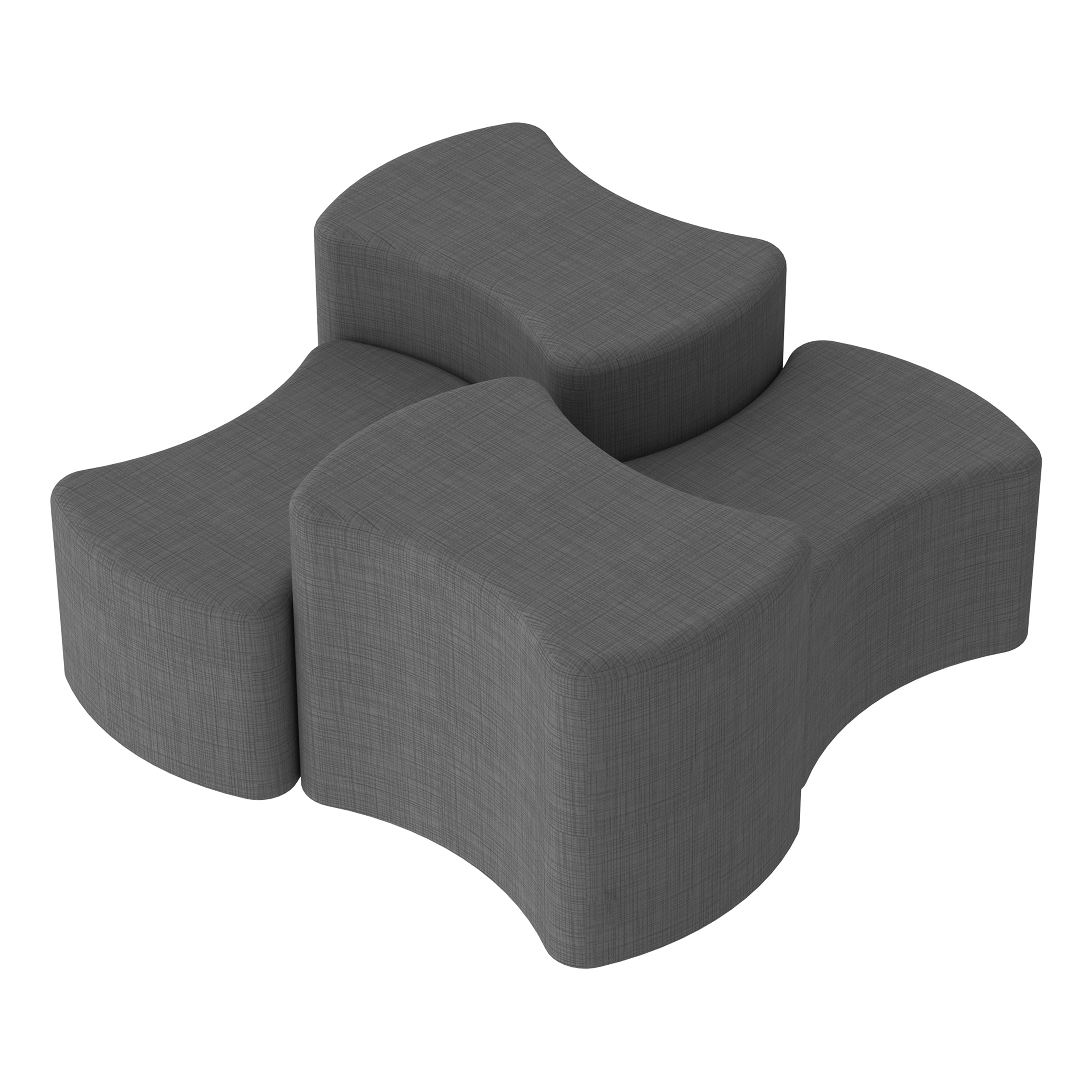 Pro Series Upholstered Bowtie Ottoman, 4-Piece - Slate Gray Crosshatch