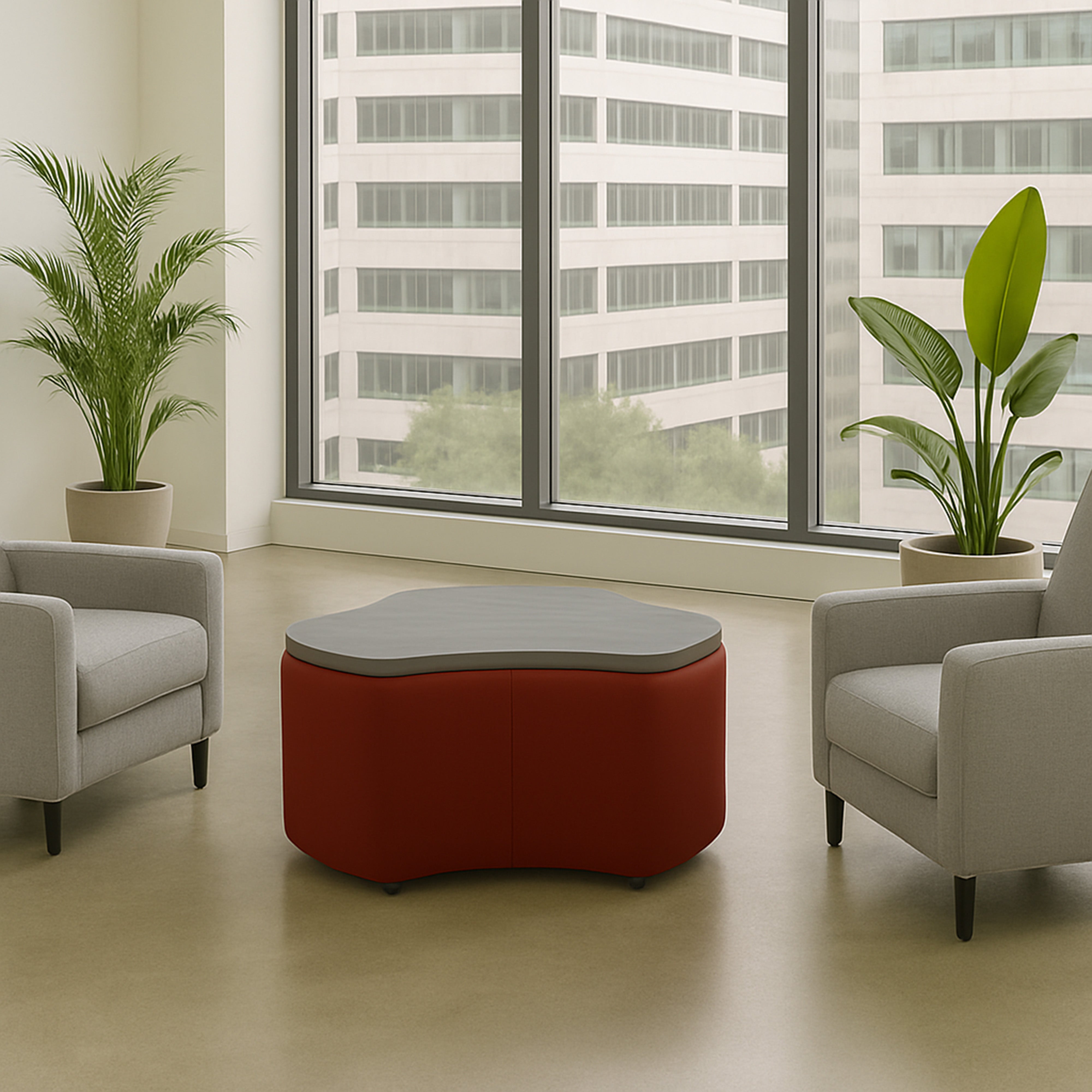 Pro Series Upholstered Cog Ottoman Table 18" Height - Crimson/Cosmic Strandz