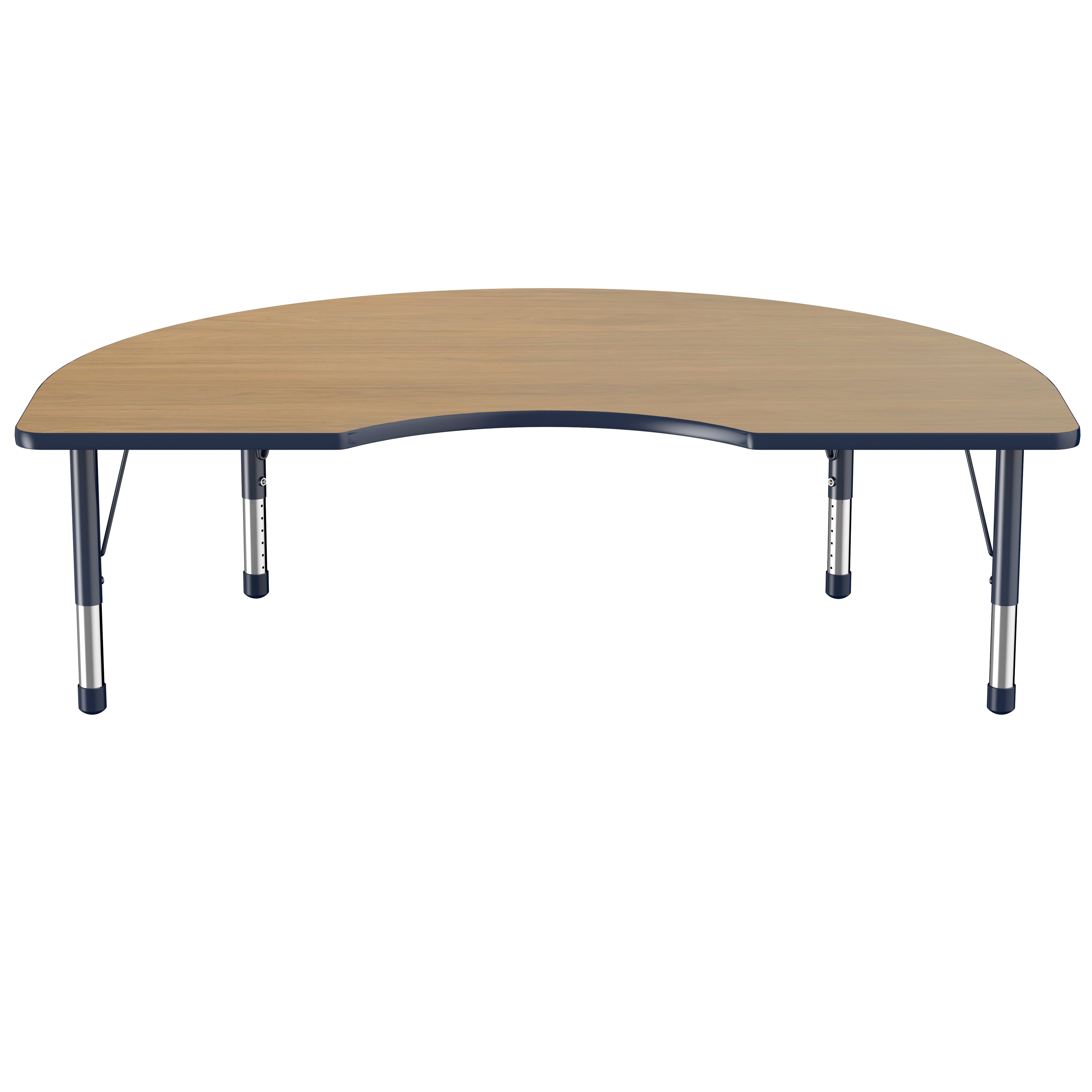 48" x 72" Kidney T-Molding Activity Table with Adjustable Chunky Legs - Pasadena Oak/Navy
