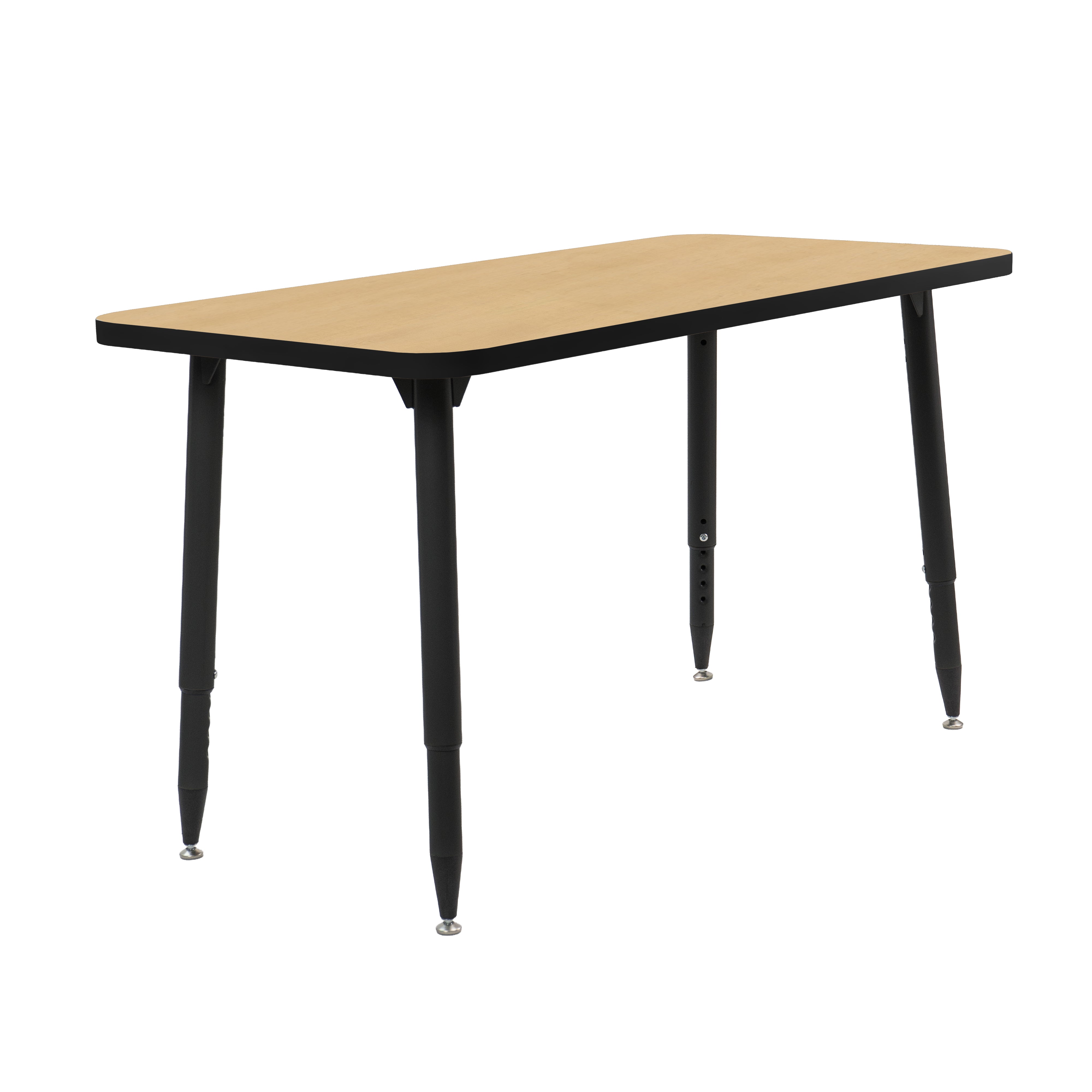 Adapte 24" x 48" Rectangle Thermofused Activity Table with Adjustable Tapered Legs - Maple/Black