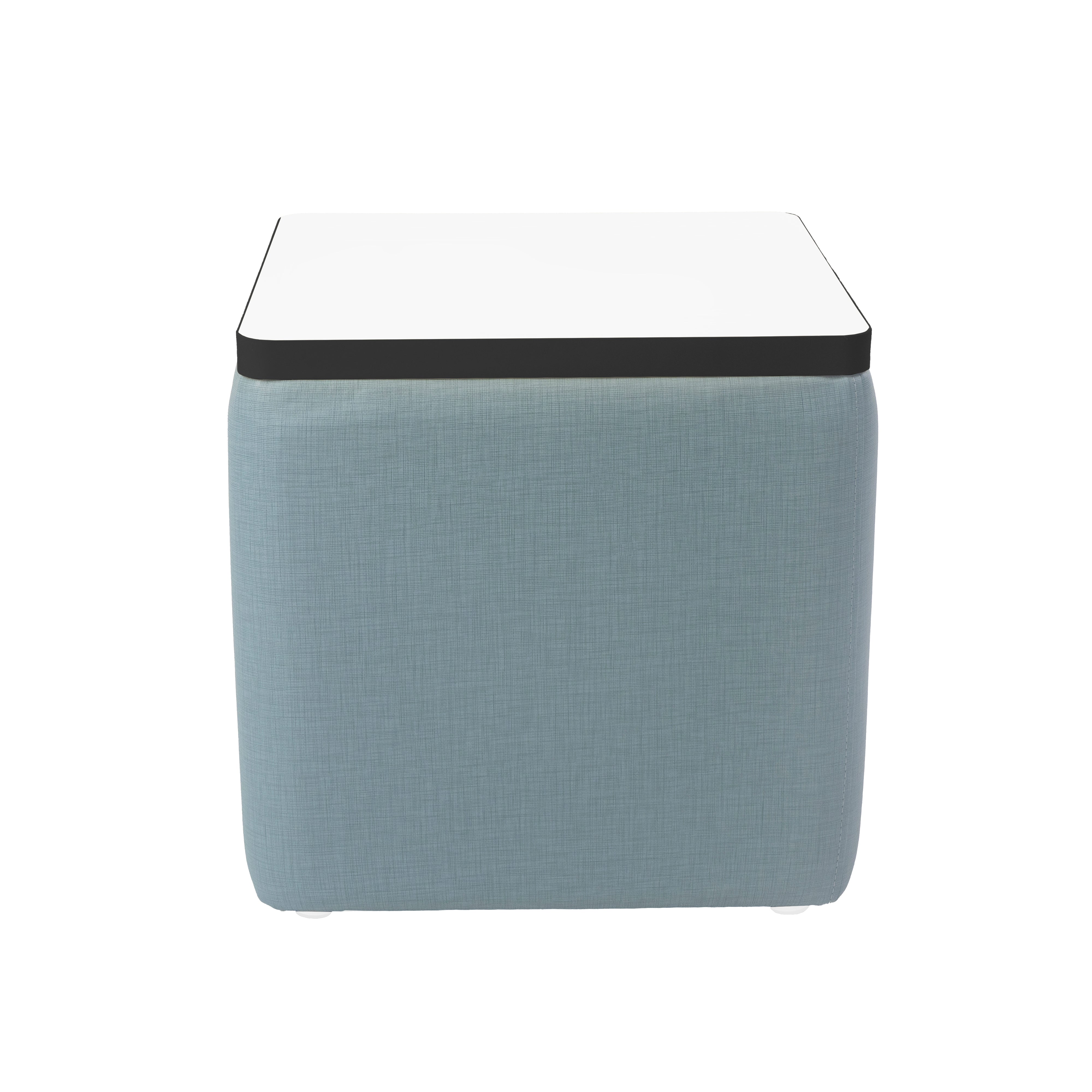 Pro Series Upholstered 18" x 18" Square Dry-Erase Ottoman Table 18" Height - Sky Blue Crosshatch/Whiteboard