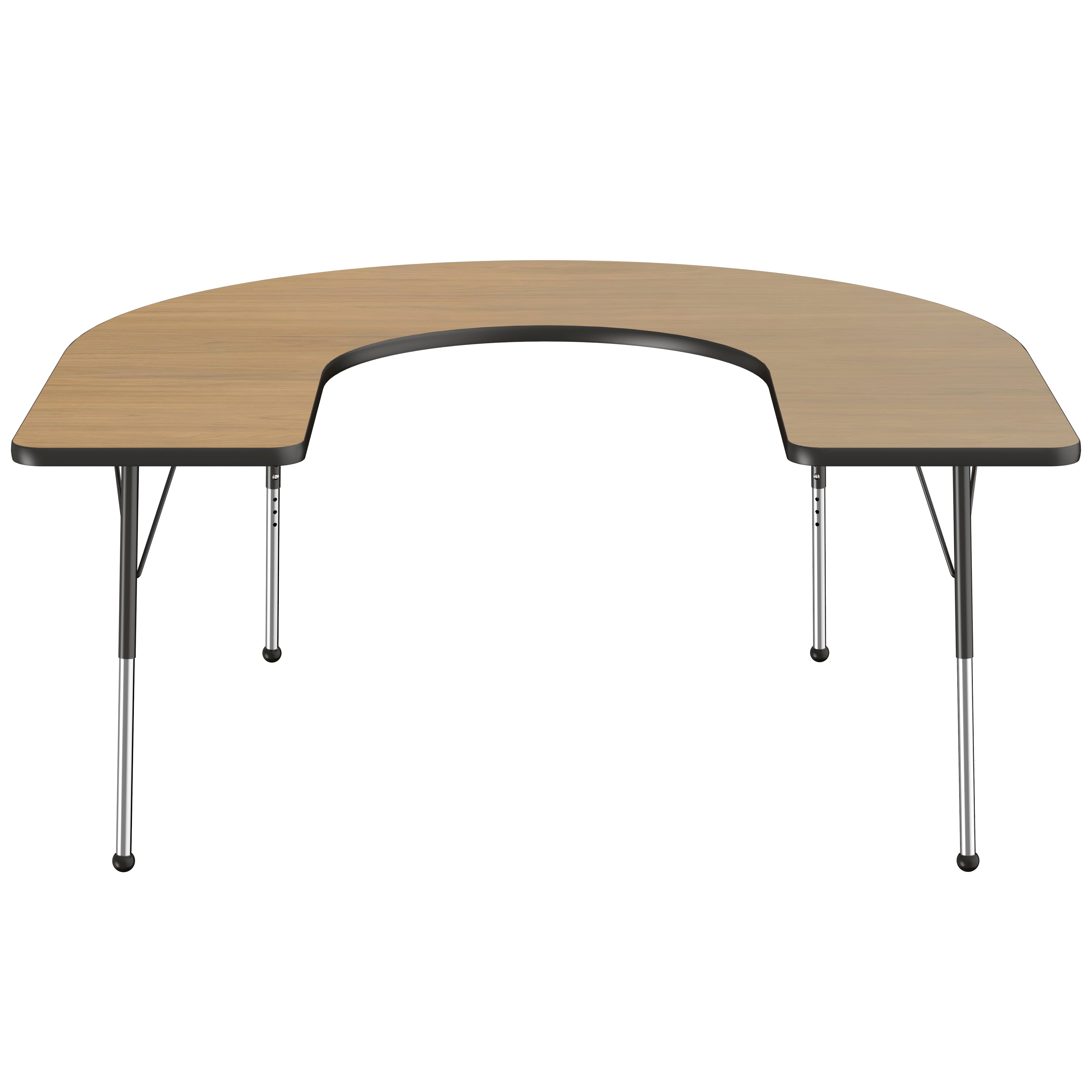 60" x 66" Horseshoe T-Molding Activity Table with Adjustable Standard Ball Glide Legs - Pasadena Oak/Navy