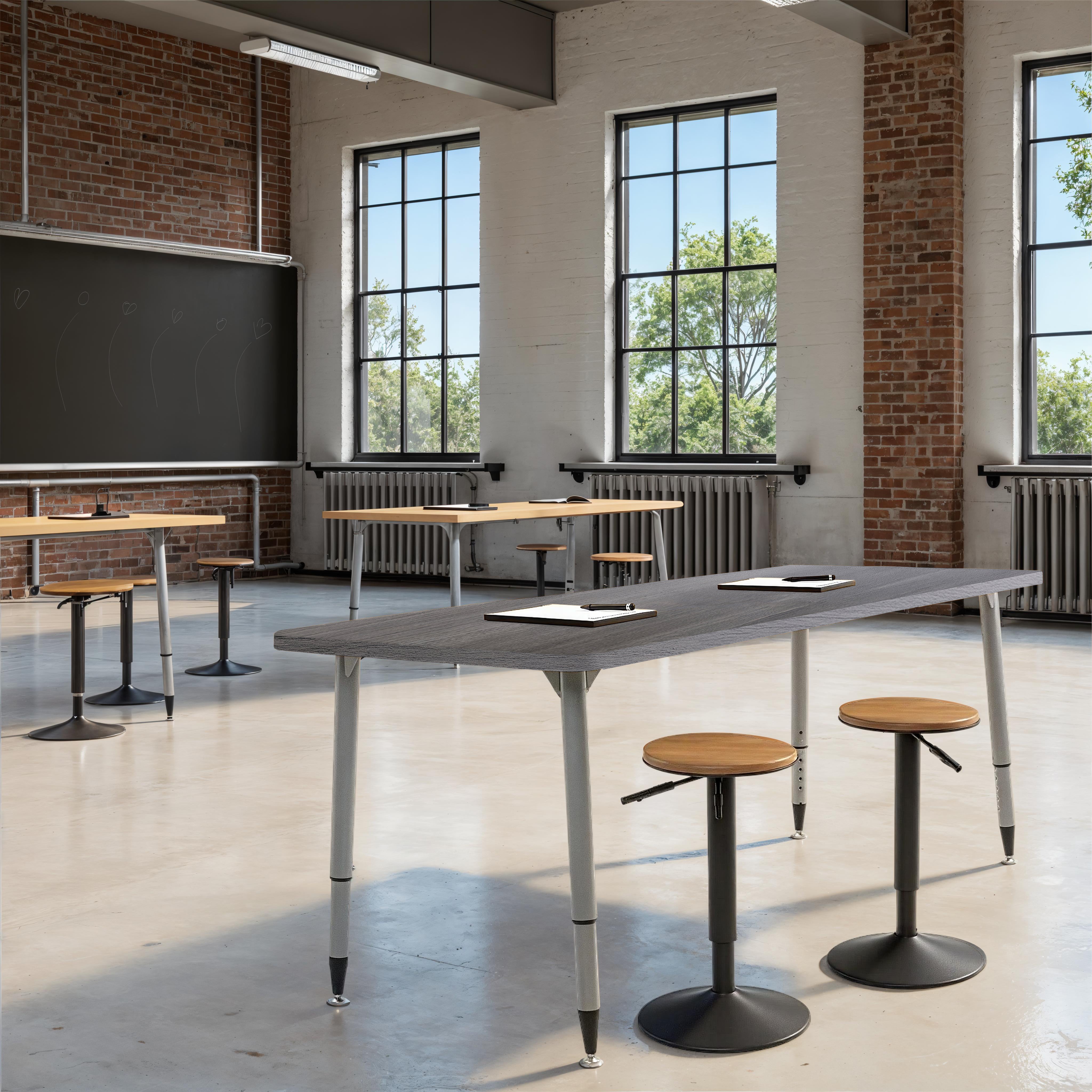 Adapte 30" x 72" Rectangle Woodgrain Activity Table with Adjustable Tapered Legs - Gray Wood/Silver