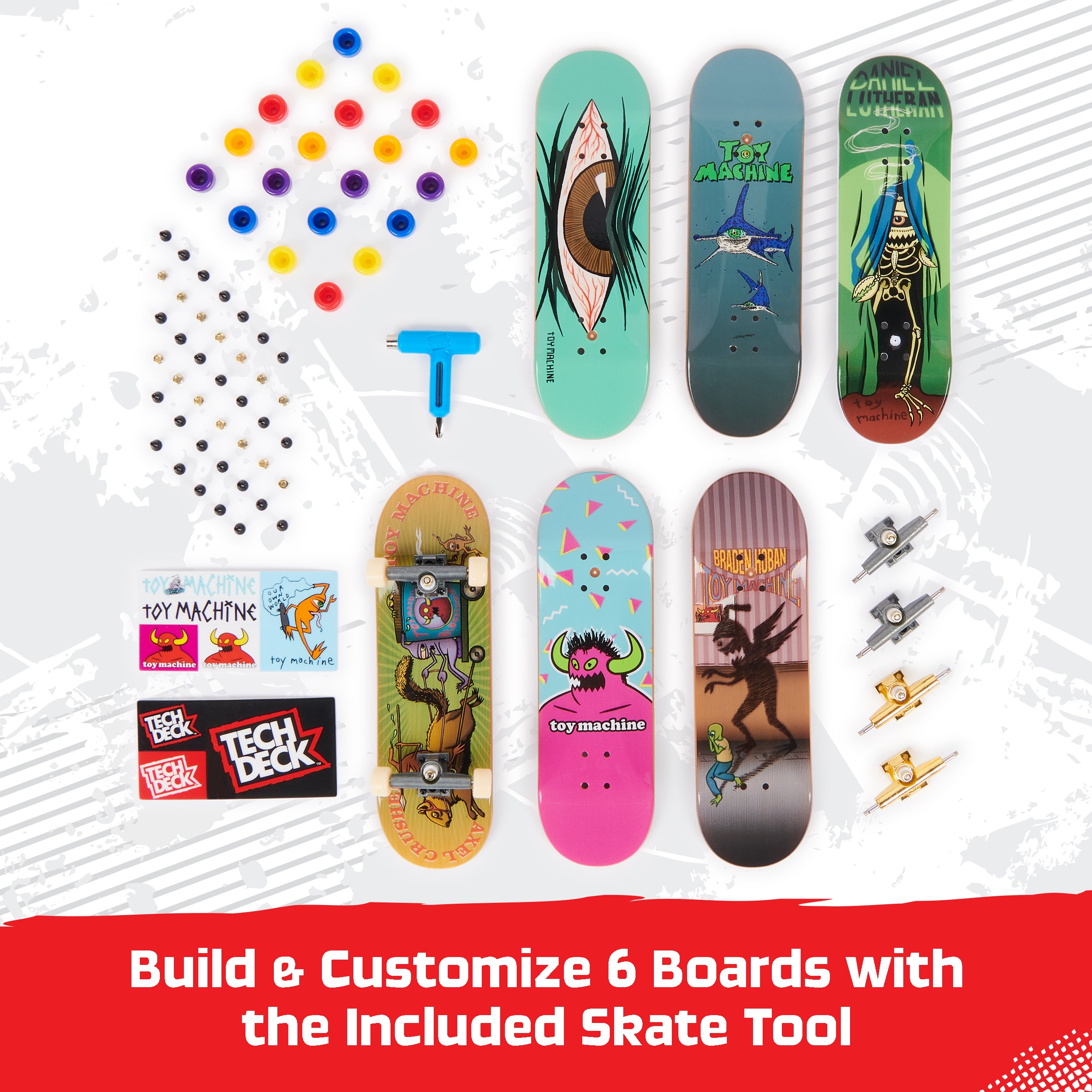 Tech Deck, Toy Machine Sk8shop Fingerboard Bonus Pack, Collectible and Customizable Mini Skateboards, Kids Toys for Ages 6 and up