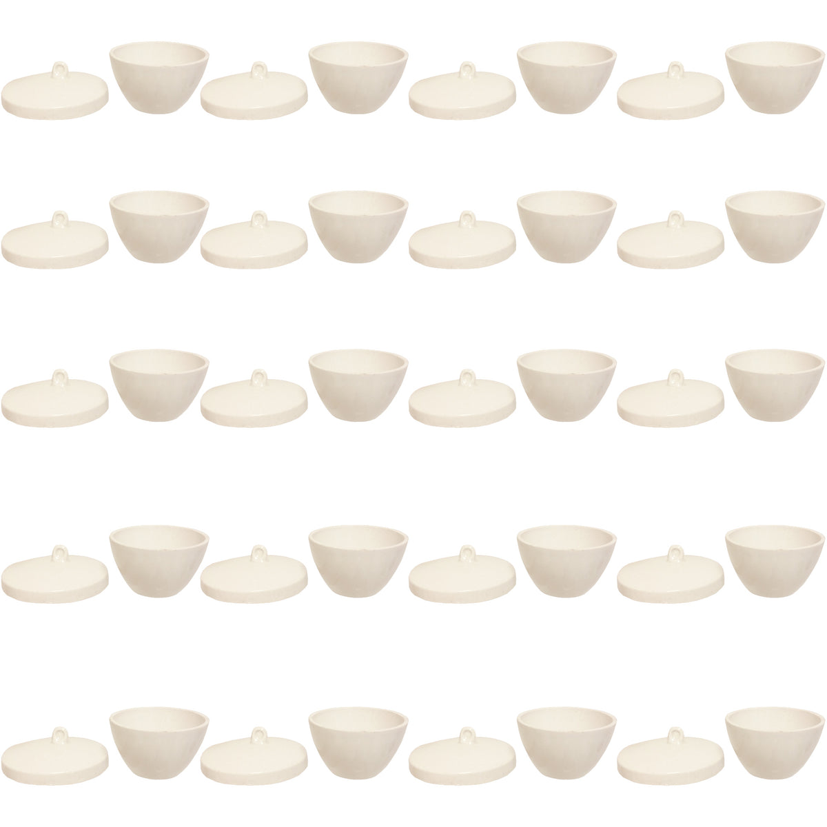 Crucible, Porcelain, Low-Form, 15ml, with Lid, Pack of 20