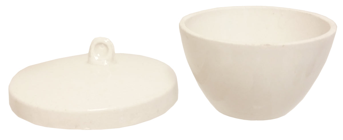 Crucible, Porcelain, Low-Form, 30ml, with Lid, Pack of 20