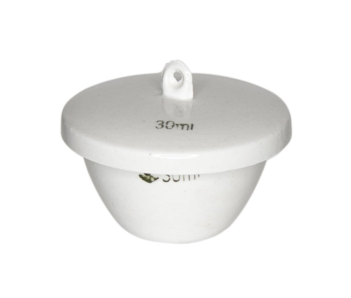 Crucible, Porcelain, Low-Form, 30ml, with Lid, Pack of 20