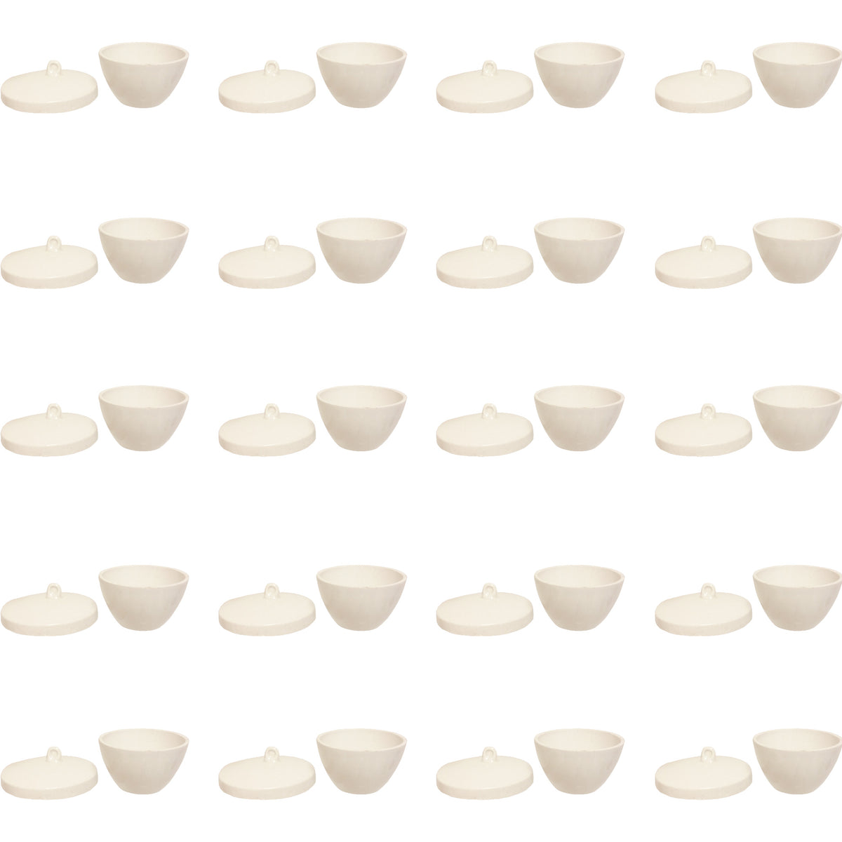 Crucible, Porcelain, Low-Form, 50ml, with Lid, Pack of 20