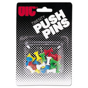 Push Pins, Assorted Colors, 20/Card