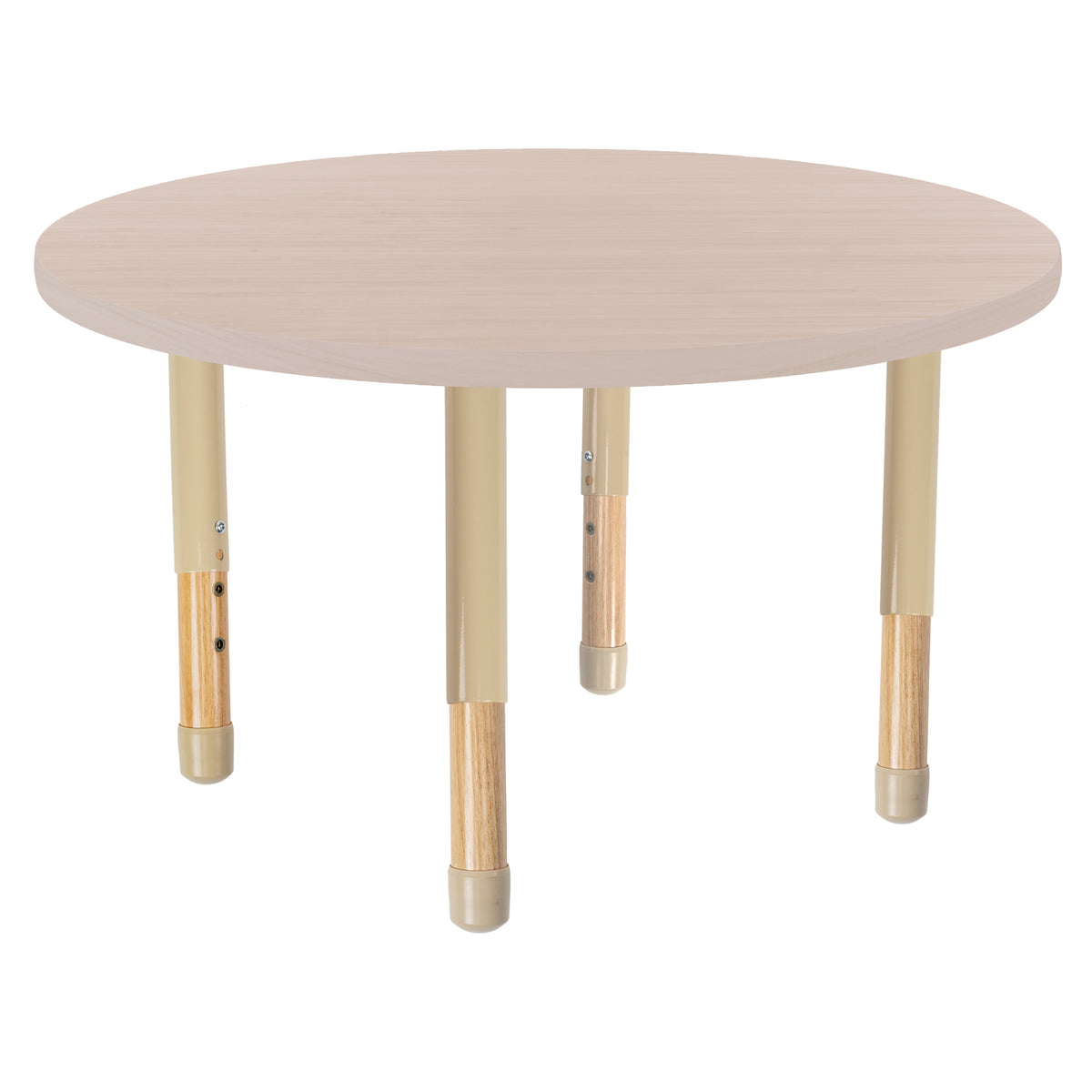 36" x 36" Round Thermofused Activity Table with Adjustable Chunky Wood Legs - Asian Sand/Sand/Natural