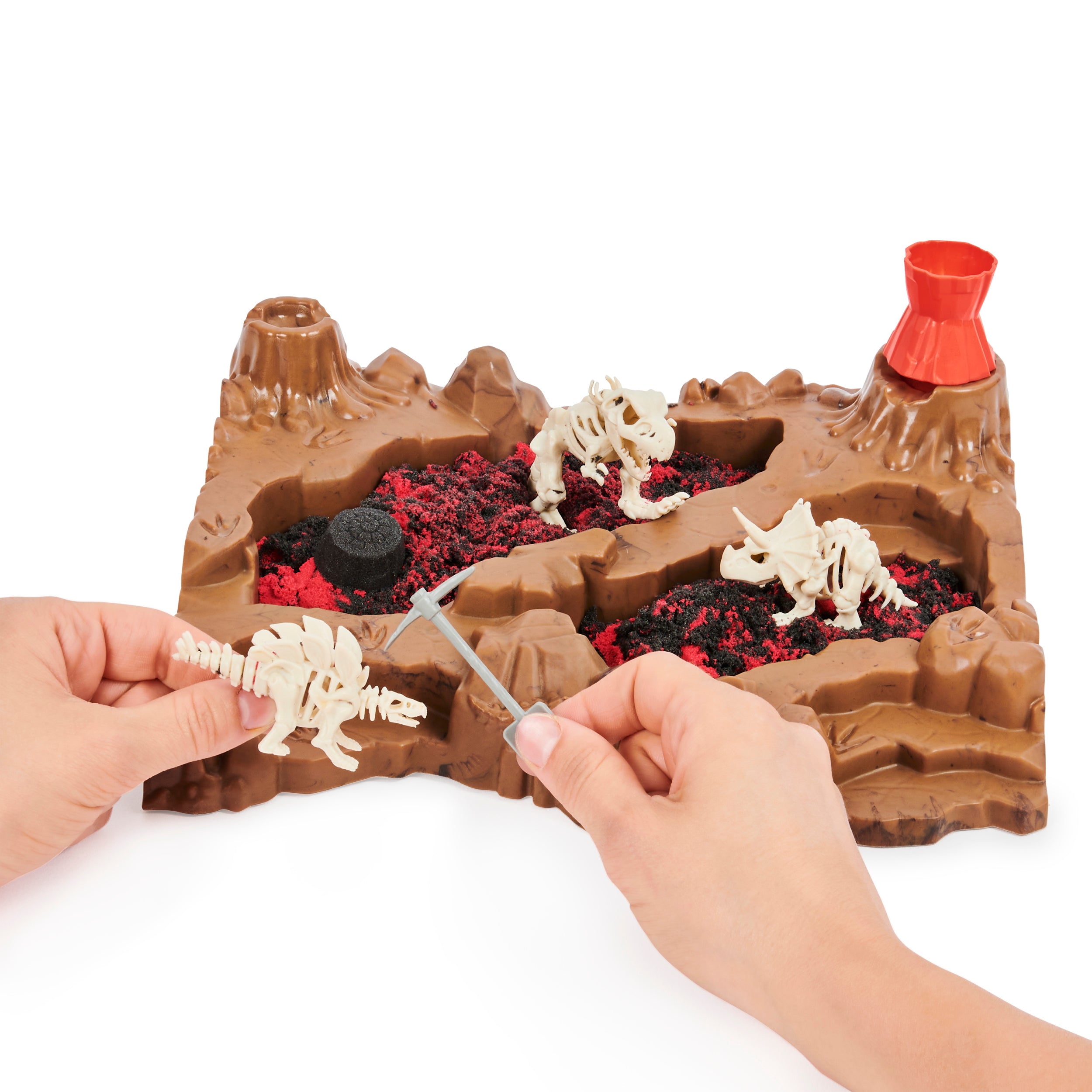 Kinetic Sand, Dino Dig Playset with 10 Hidden Dinosaur Bones, Play Sand Sensory Toys for Kids Aged 6 and up