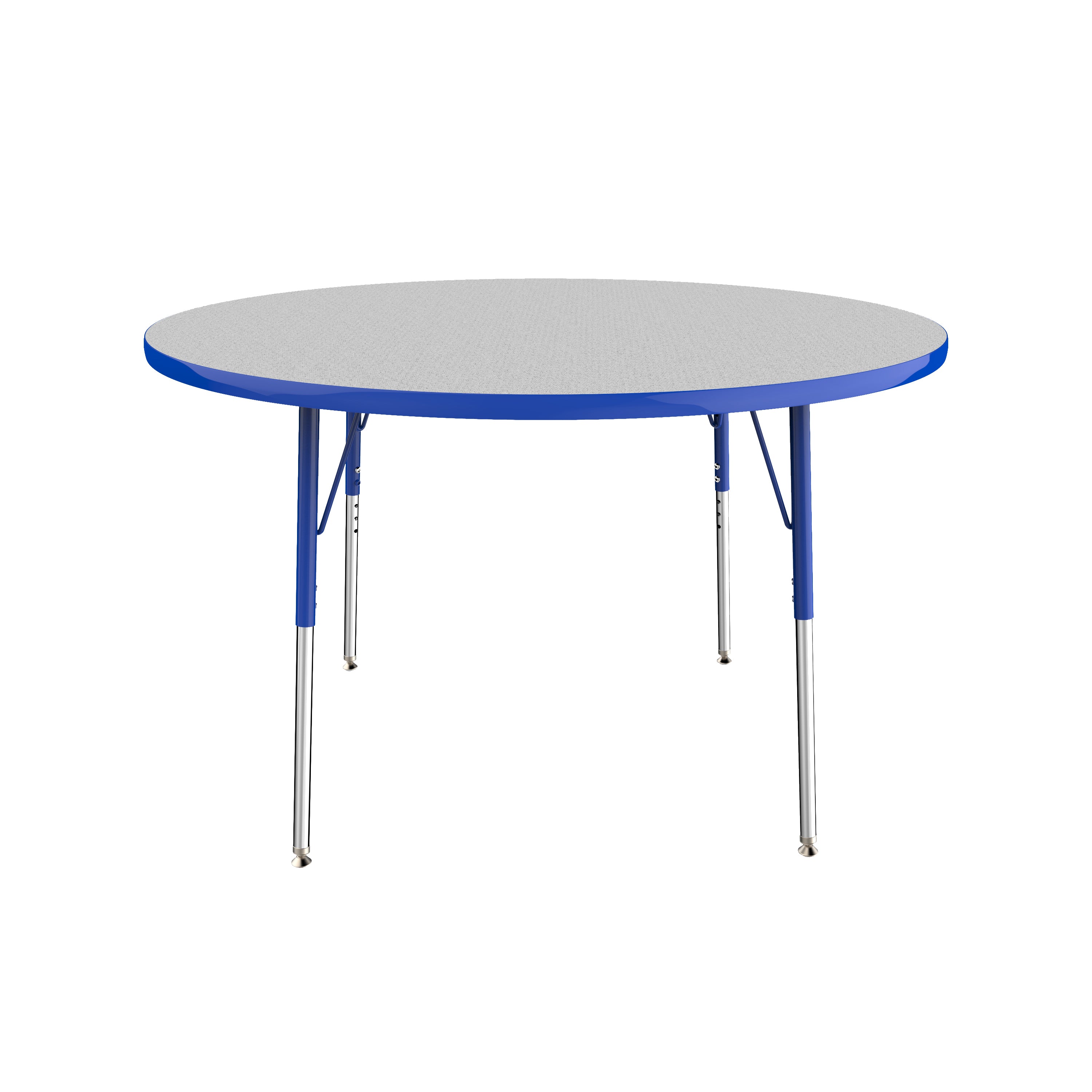 48" Round T-Molding Activity Table with Adjustable Standard Swivel Glide Legs - Gray/Blue