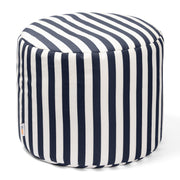 Jaxx Spring Indoor / Outdoor Bean Bag Pouf Ottoman, Navy Stripes
