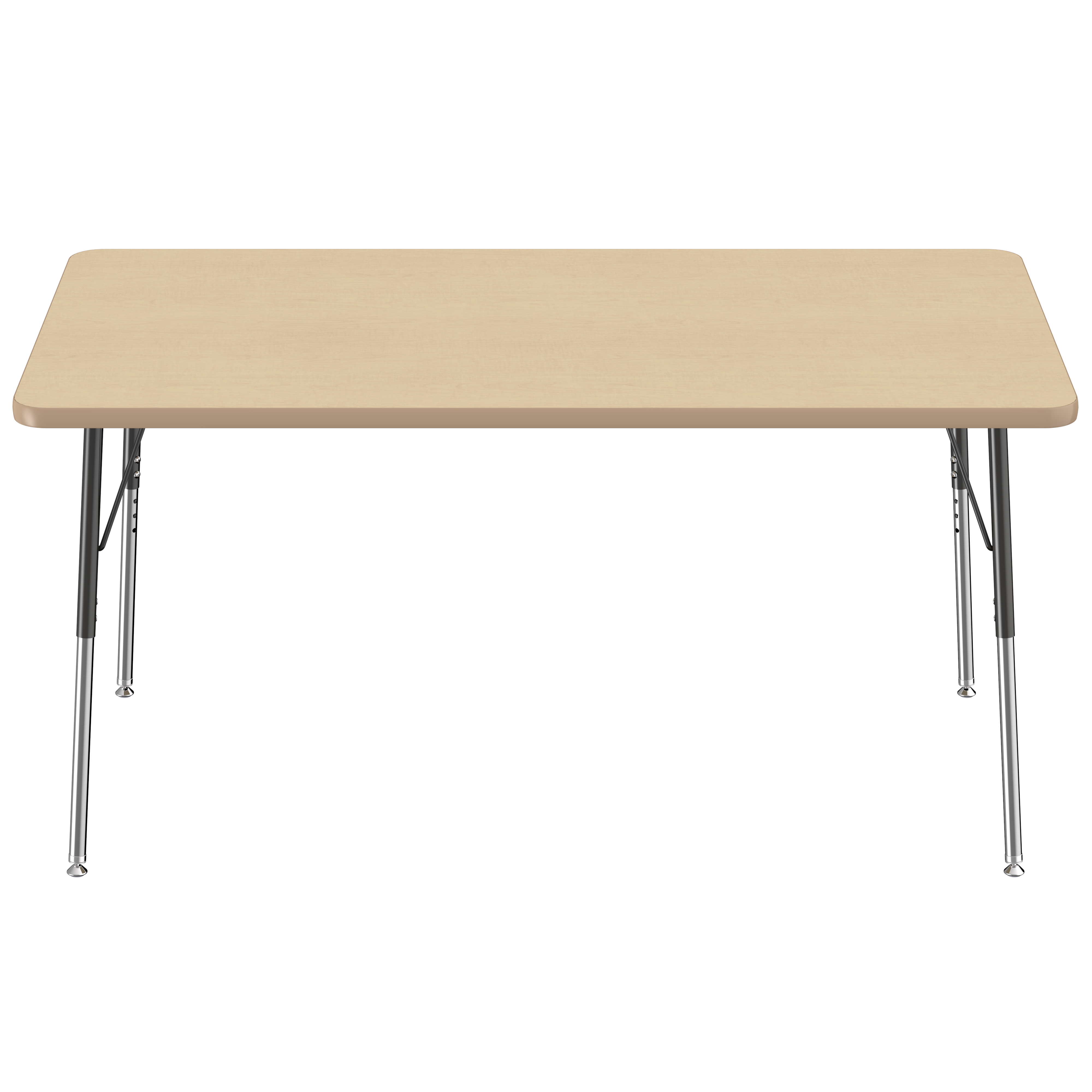 36" x 60" Rectangle T-Molding Activity Table with Adjustable Standard Swivel Glide Legs - Maple/Maple/Black