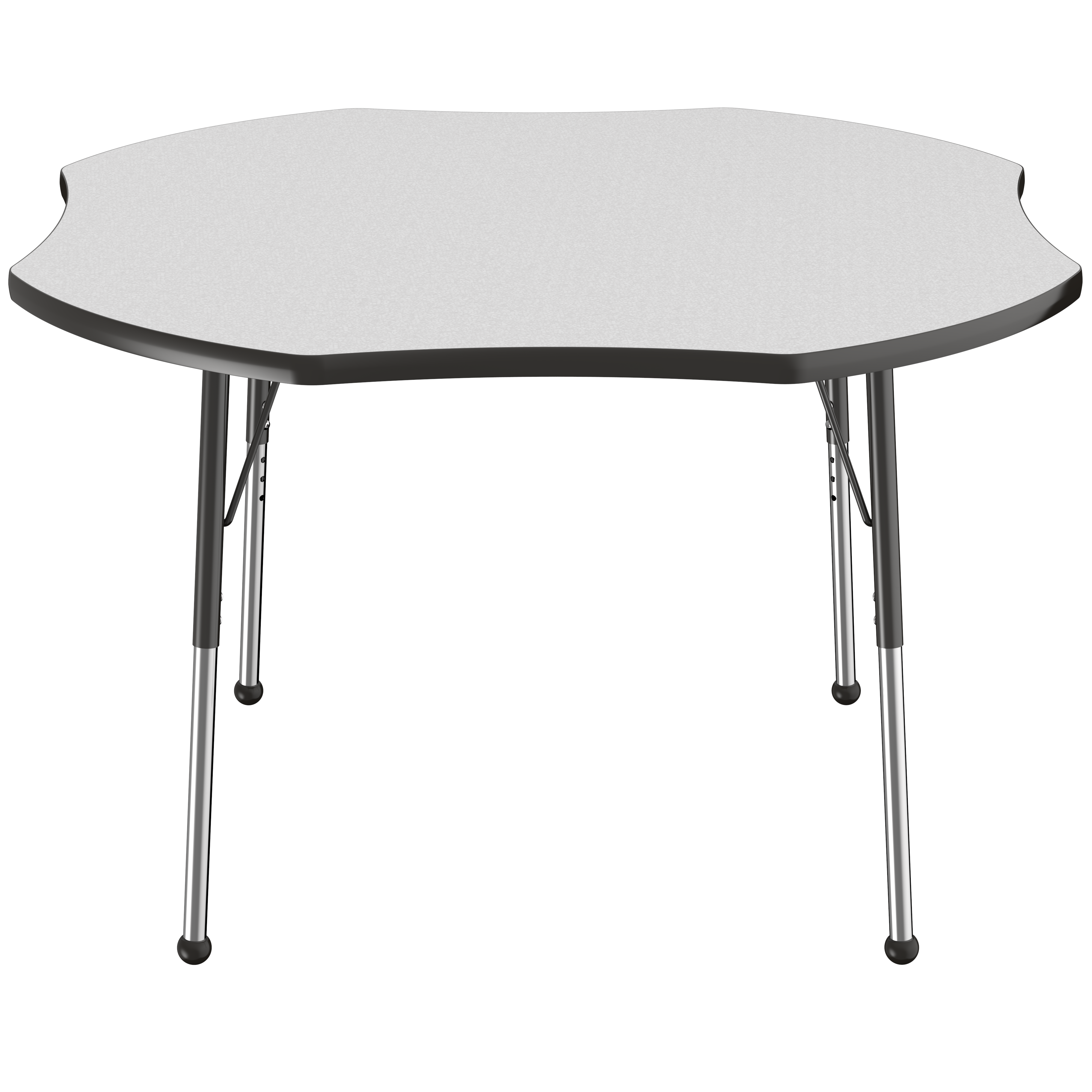 48" x 48" Clover T-Molding Activity Table with Adjustable Standard Ball Glide Legs - Gray/Black