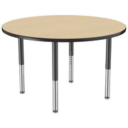48" Round T-Molding Activity Table with Adjustable Super Legs - Maple/Black