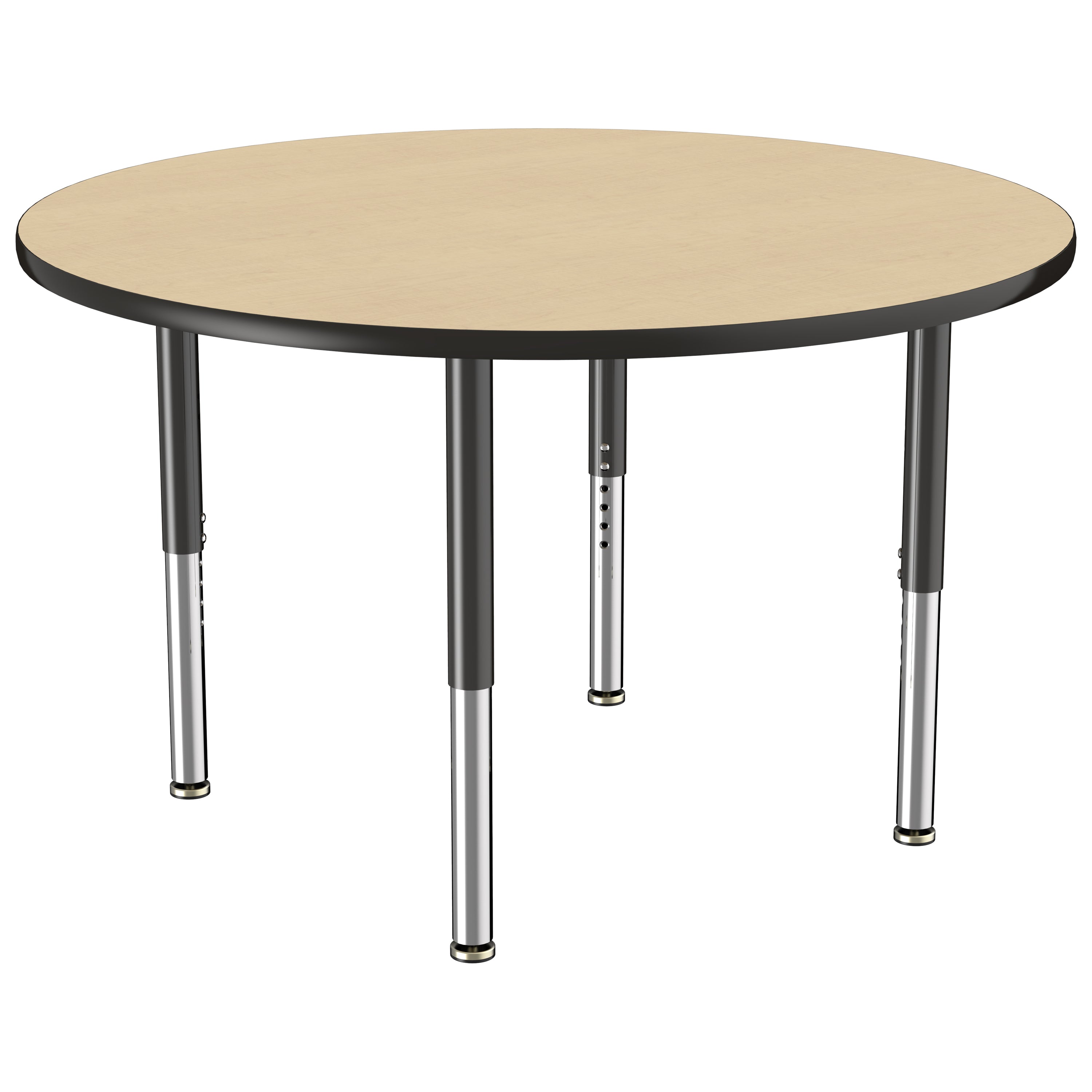 48" Round T-Molding Activity Table with Adjustable Super Legs - Maple/Black