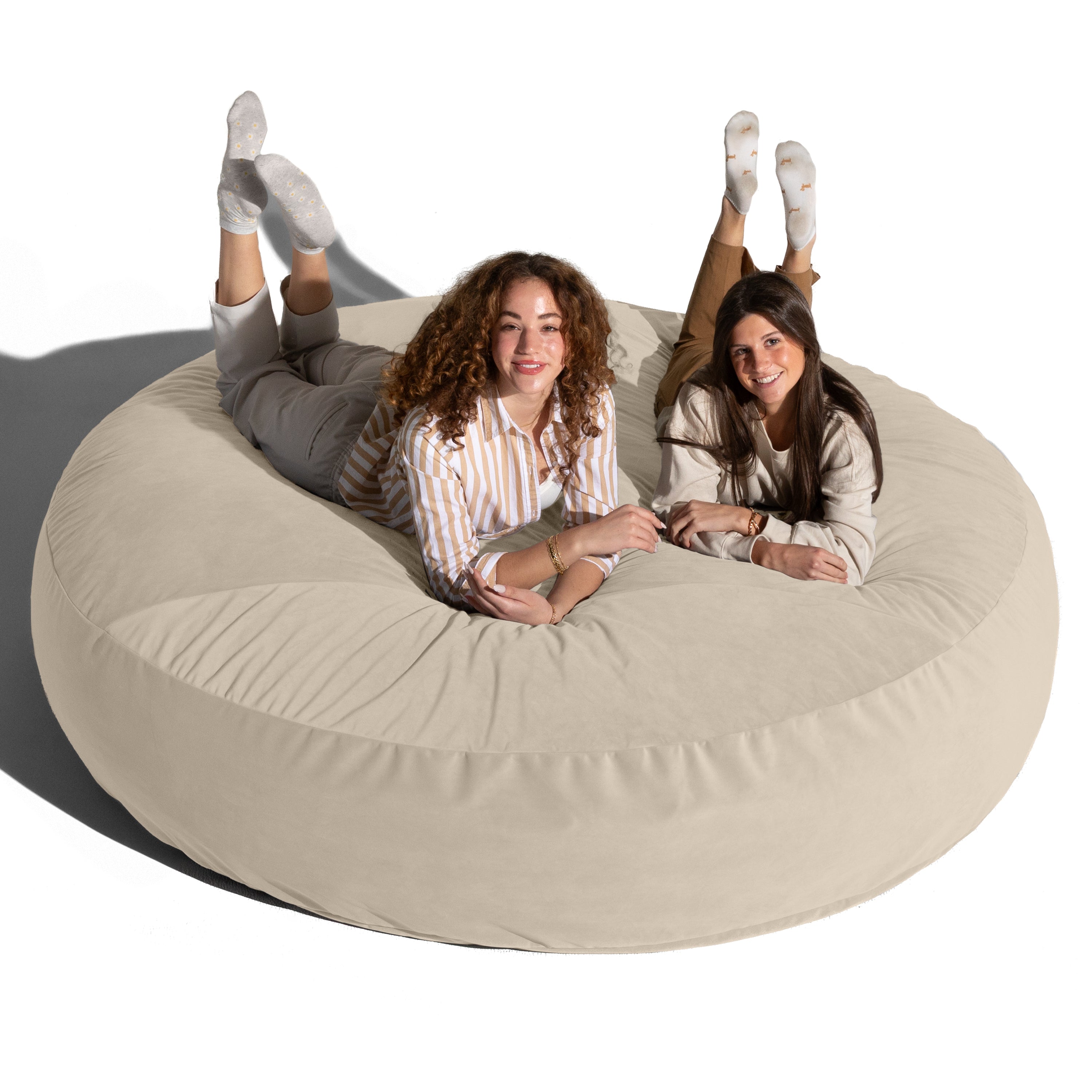 Jaxx 6 Foot Cocoon - 2-in-1 Convertible Bean Bag Bed & Large Bean Bag Chair for Adults, Premium Lush Velvet - Ivory