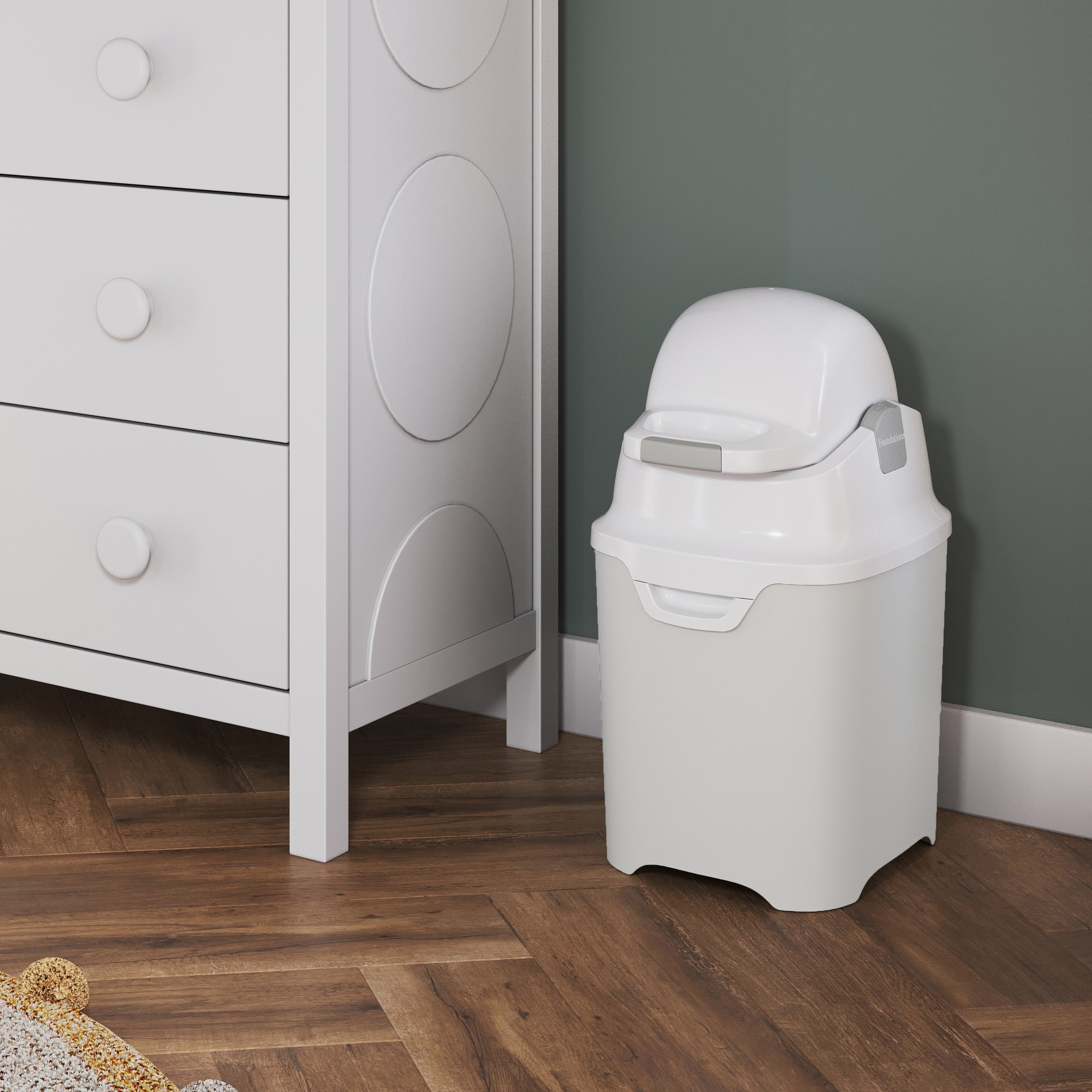 Foundations Mini Diaper Pail, White