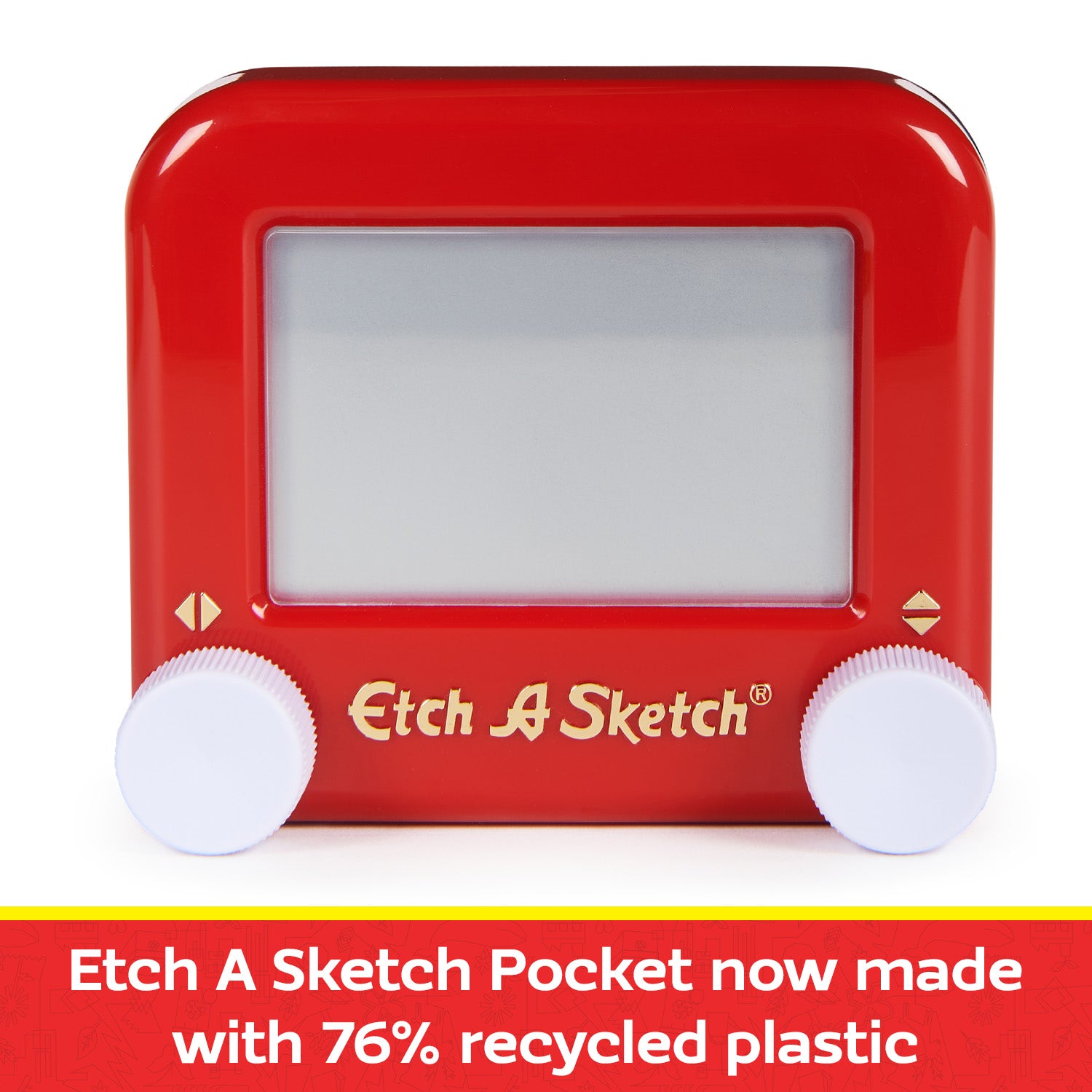 Etch A Sketch Pocket, 76% Recycled Plastic, Original Magic Screen, Sustainably-minded Kids Travel Toy, Drawing Toys for Boys & Girls Ages 3+