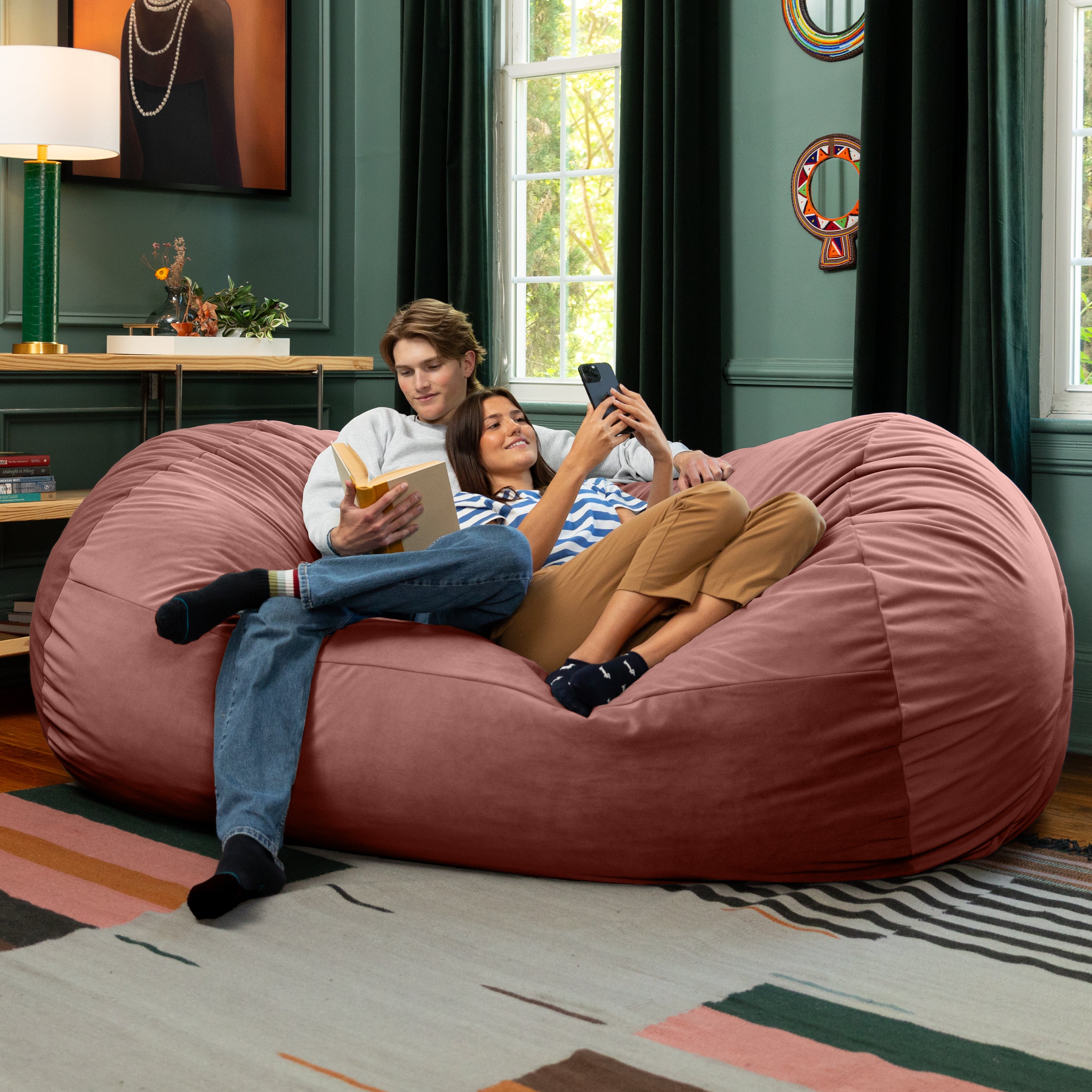 Jaxx Grand Lounger 7 Foot Bean Bag Sofa -Lush Velvet Mauve