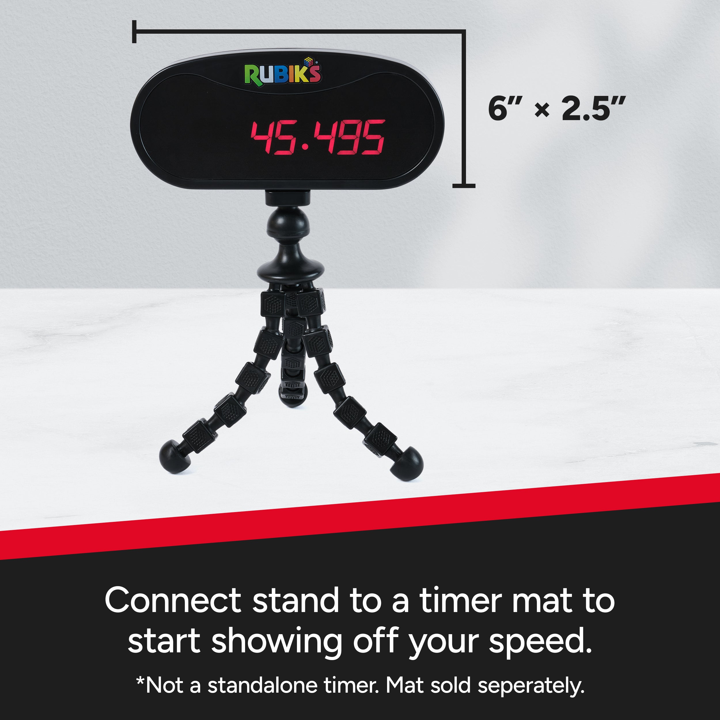 Rubik’s Cube, Mini Timer Display & Stand, Includes Case, Clear Display Device & Adjustable Stand for At-Home Speedcubing Practice, Brain Teaser Puzzle for Adults, Fidget Toy for Kids, Ages 8 & Up