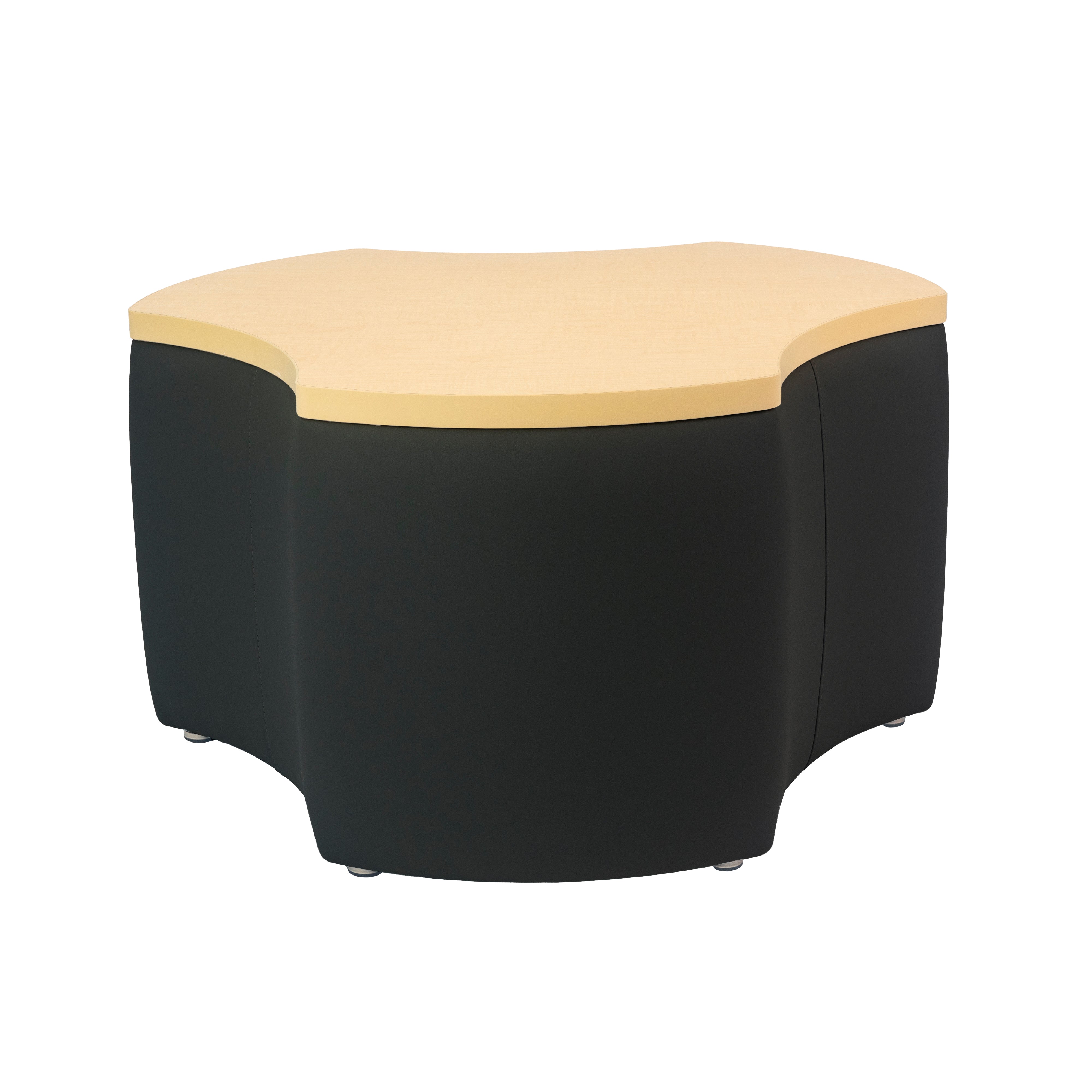 Pro Series Upholstered Cog Ottoman Table 18" Height - Black/Maple