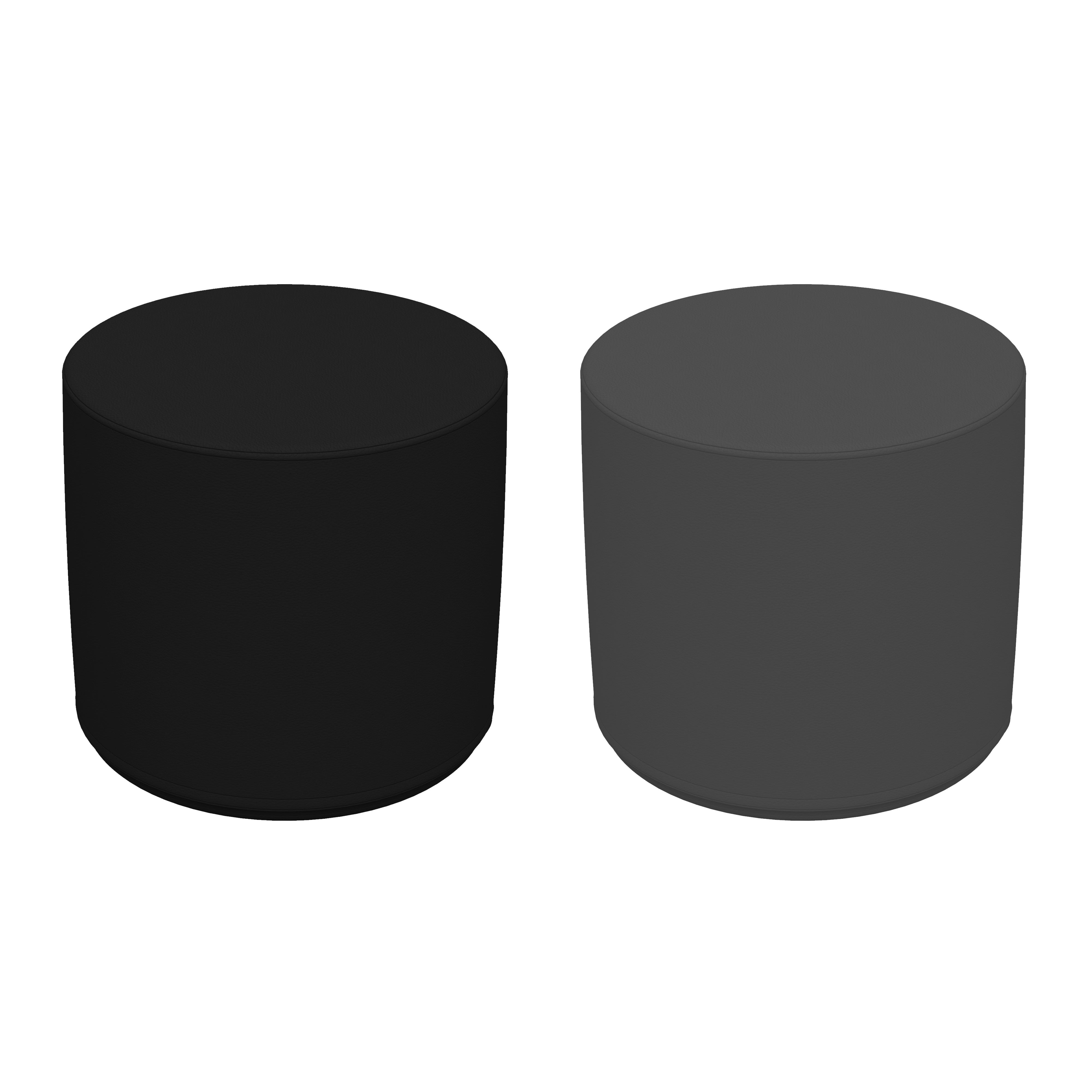SoftScape 18" Round Ottoman 16" Height, 2-Piece - Black/Dark Gray