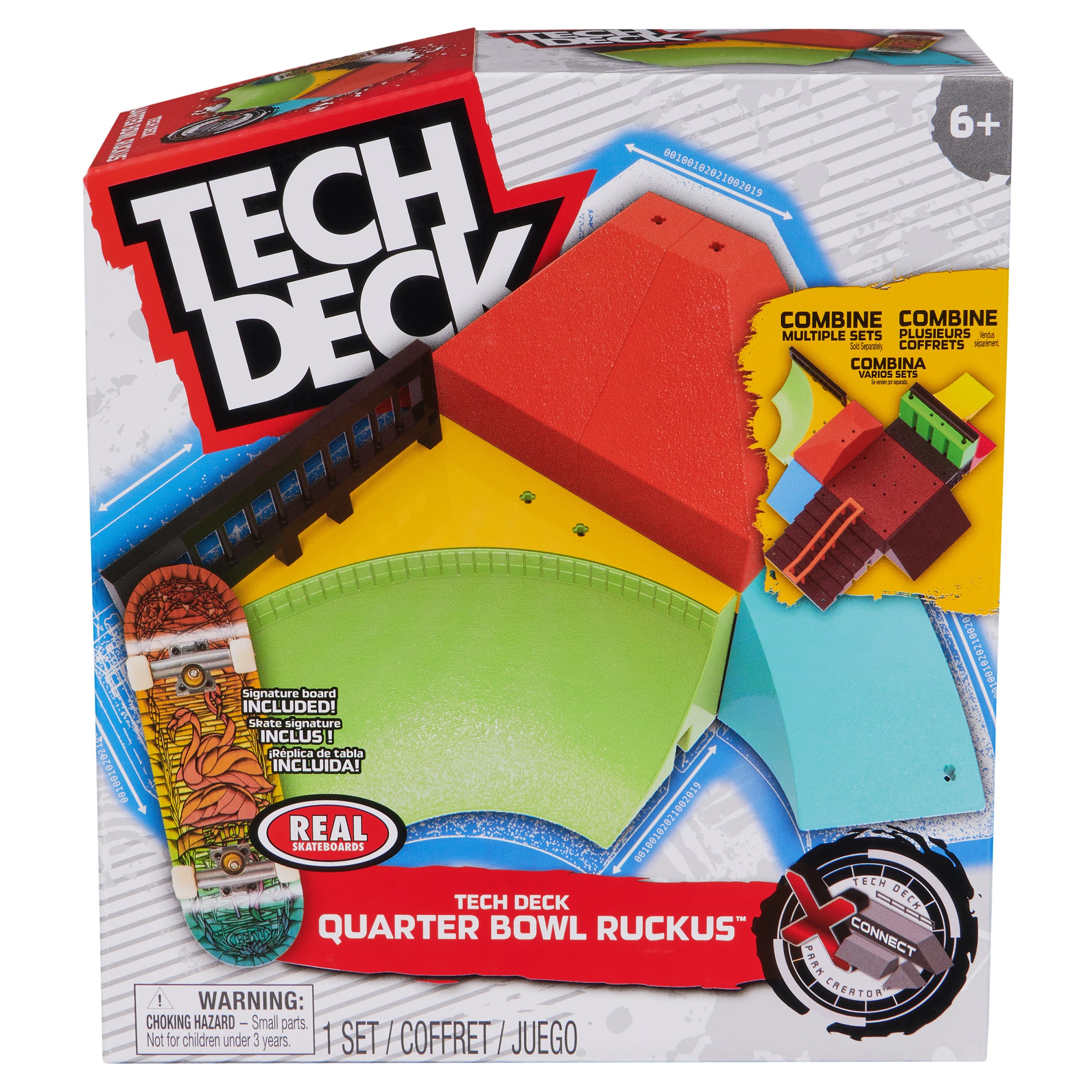 Tech Deck, Quarter Bowl Ruckus X-Connect Park Creator, Customizable and Buildable Ramp Set with Exclusive Fingerboard, Kids Toy for Ages 6 and up