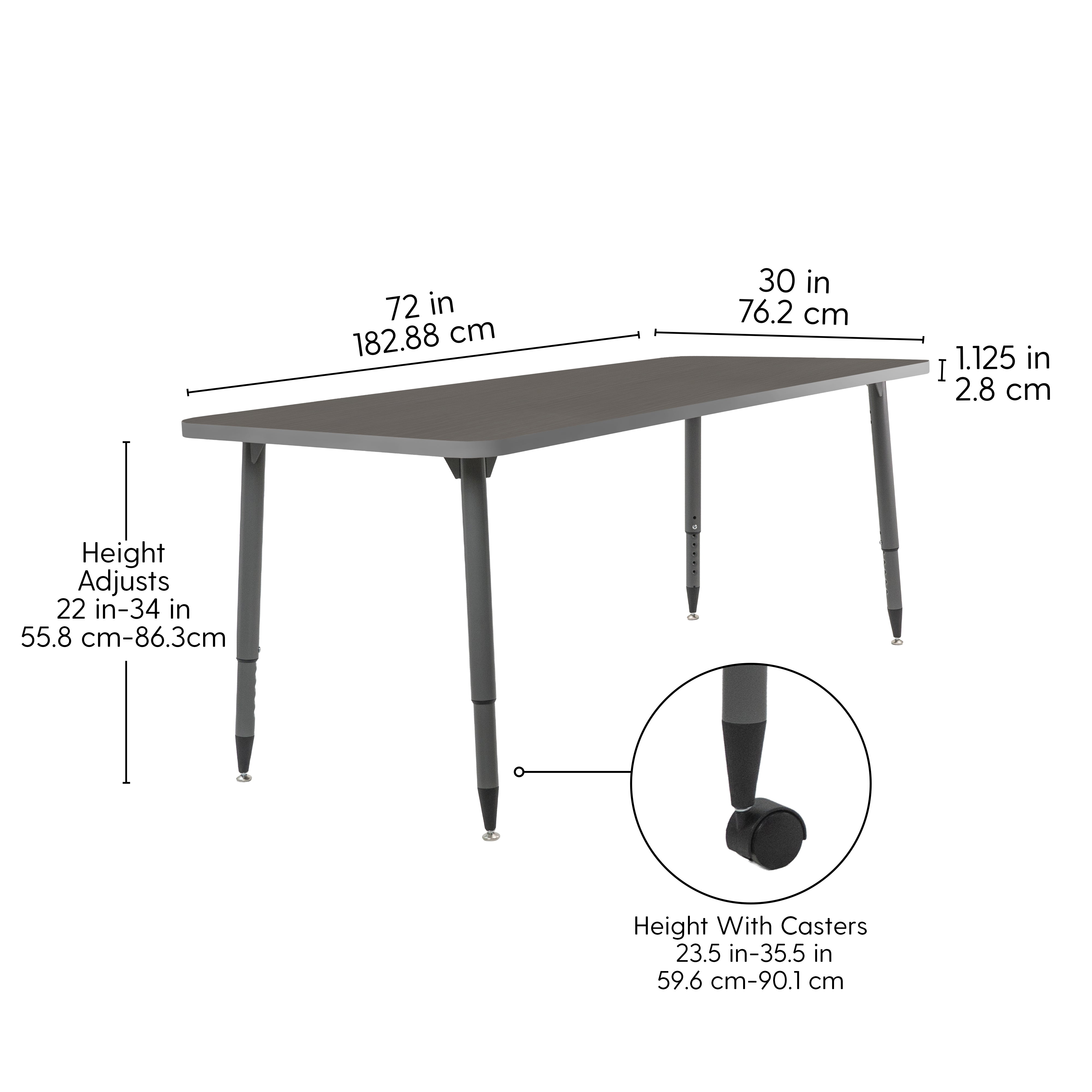 Adapte 30" x 72" Rectangle Activity Table with Adjustable Tapered Legs - Cosmic Strandz/North Sea