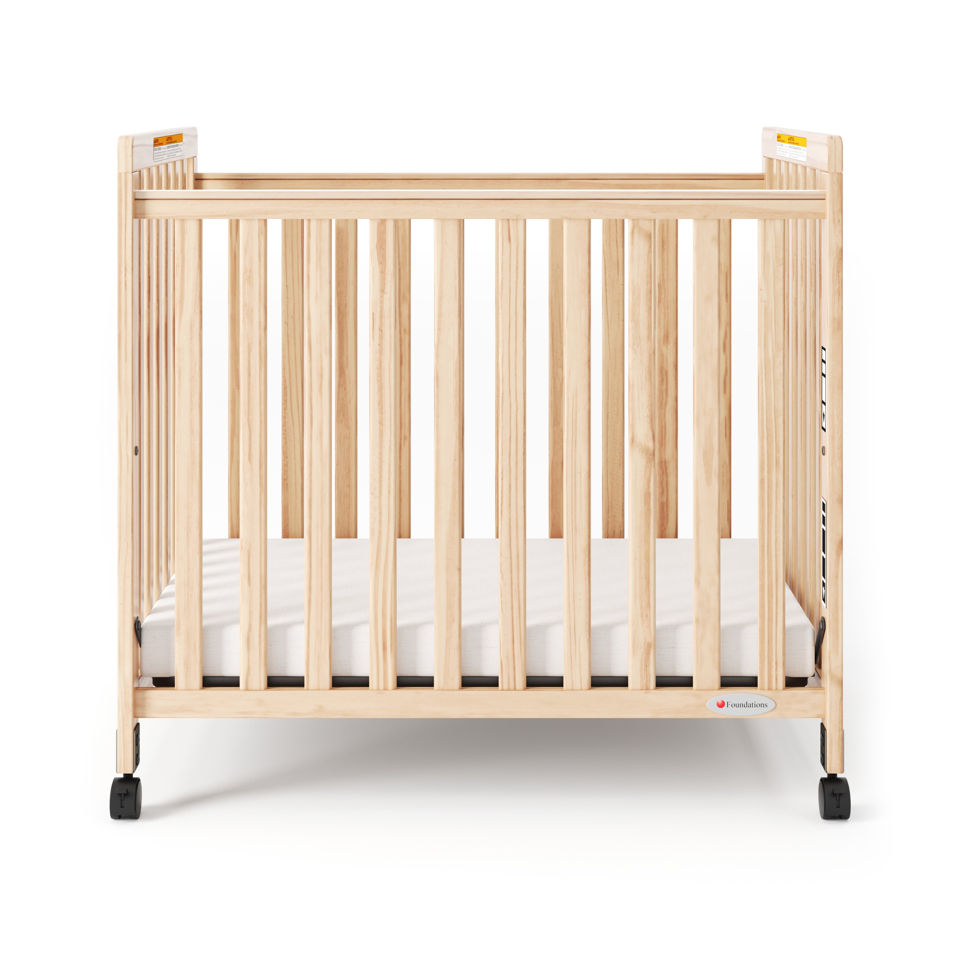 SafetyCraft® Fixed-Side Compact Wood Crib, ClearView End Panels