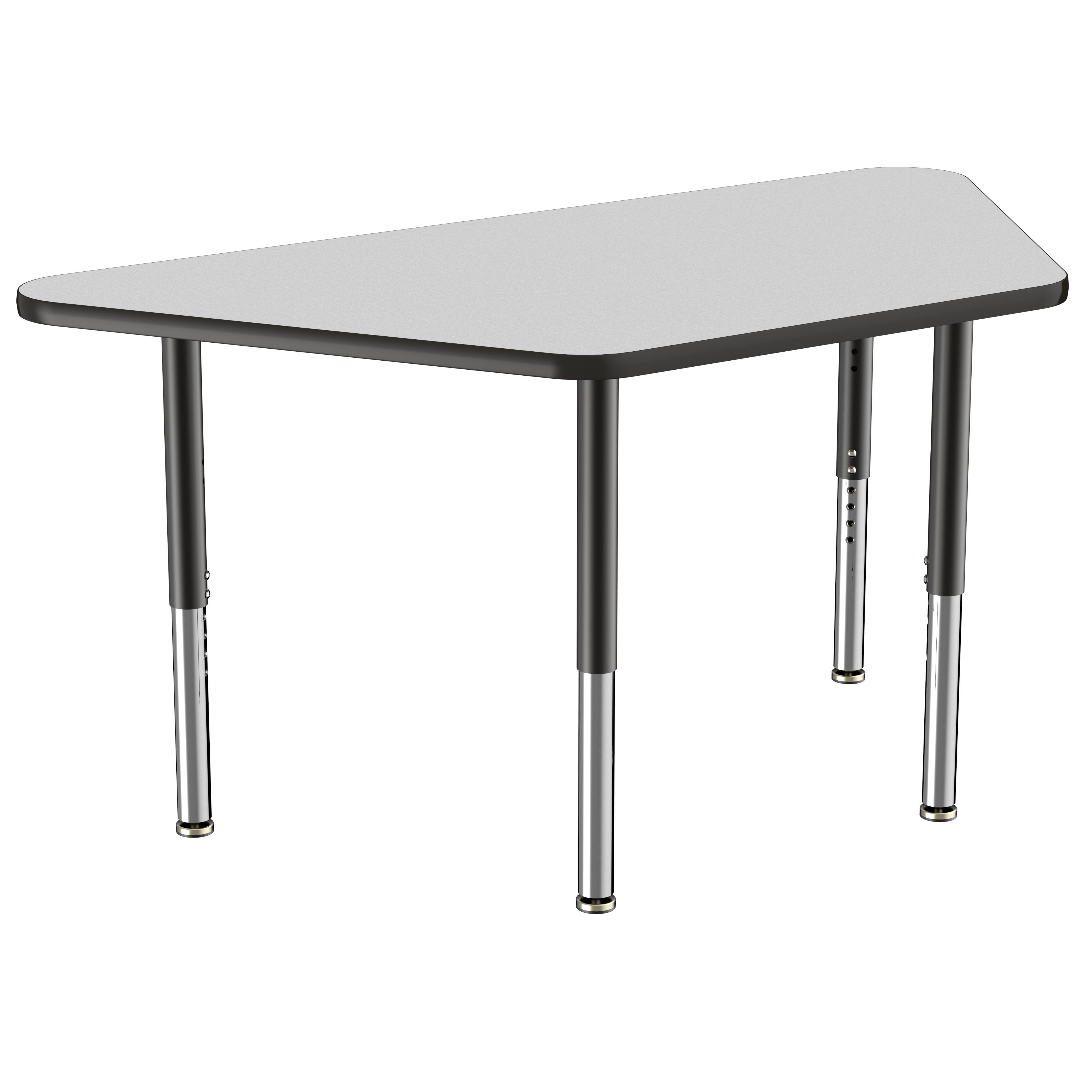 30" x 60" Trapezoid T-Molding Activity Table with Adjustable Super Legs - Gray/Black