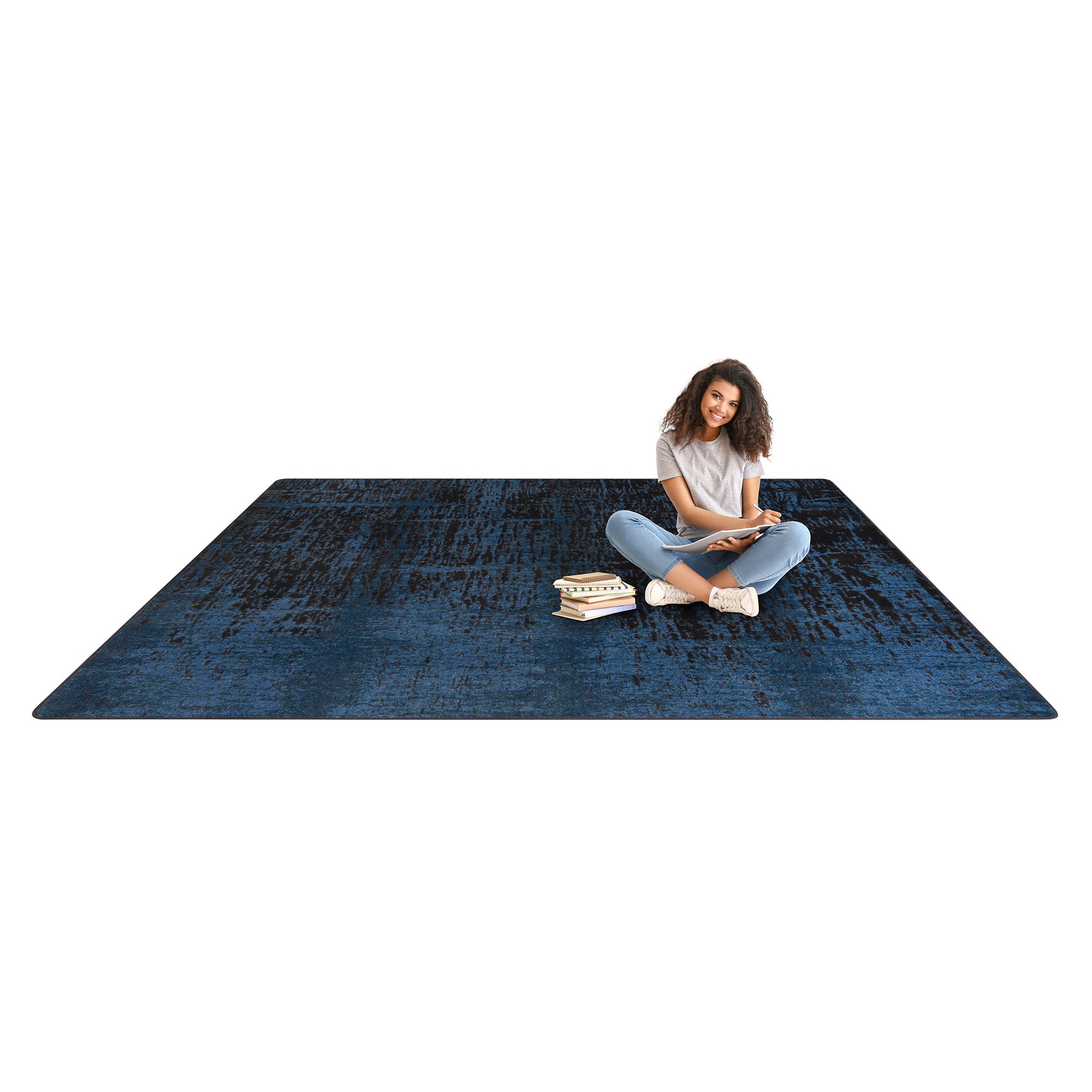 Coastal Canvas 10'9" x 13'2" area rug in color Deep Water