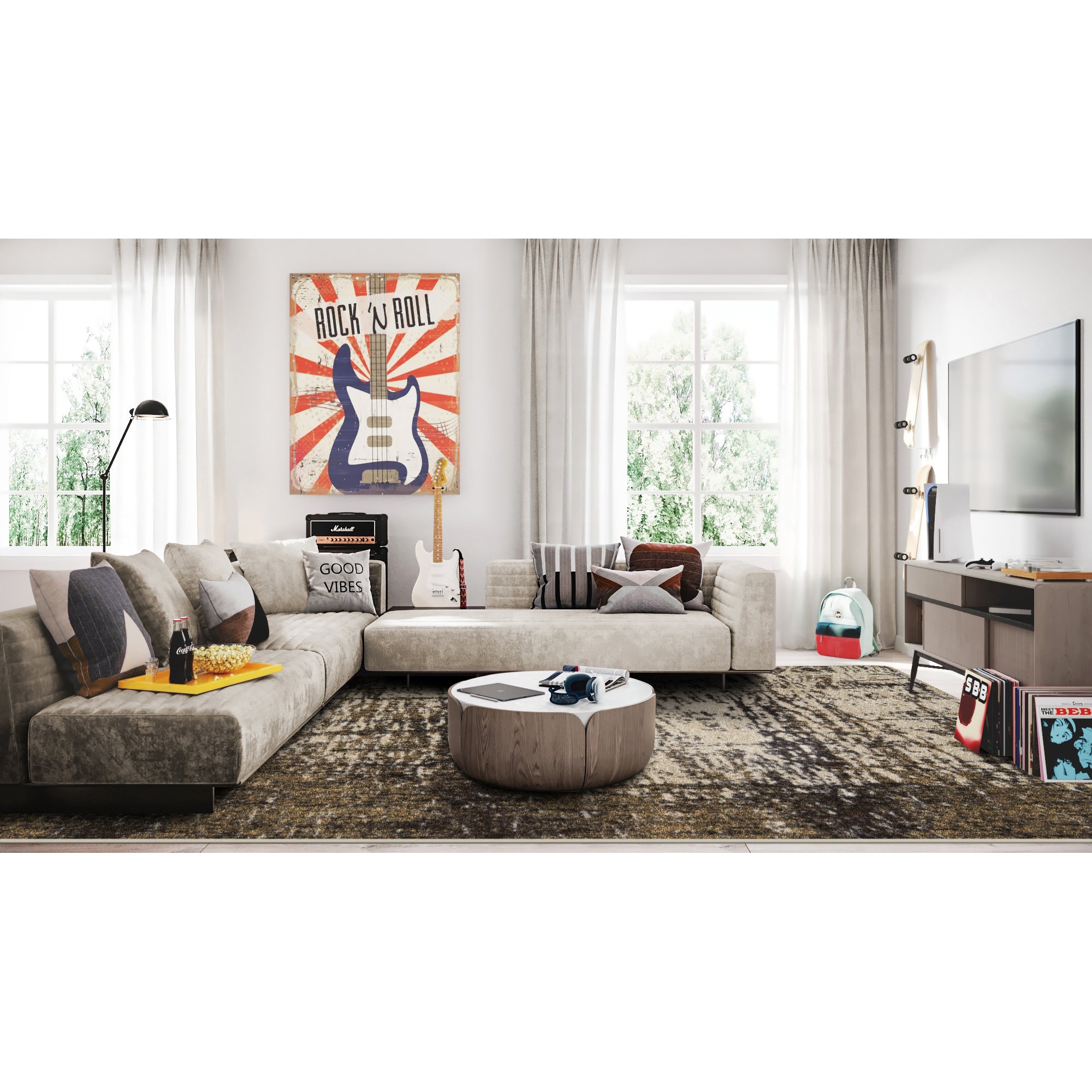 Coastal Canvas 10'9" x 13'2" area rug in color Sand Dune