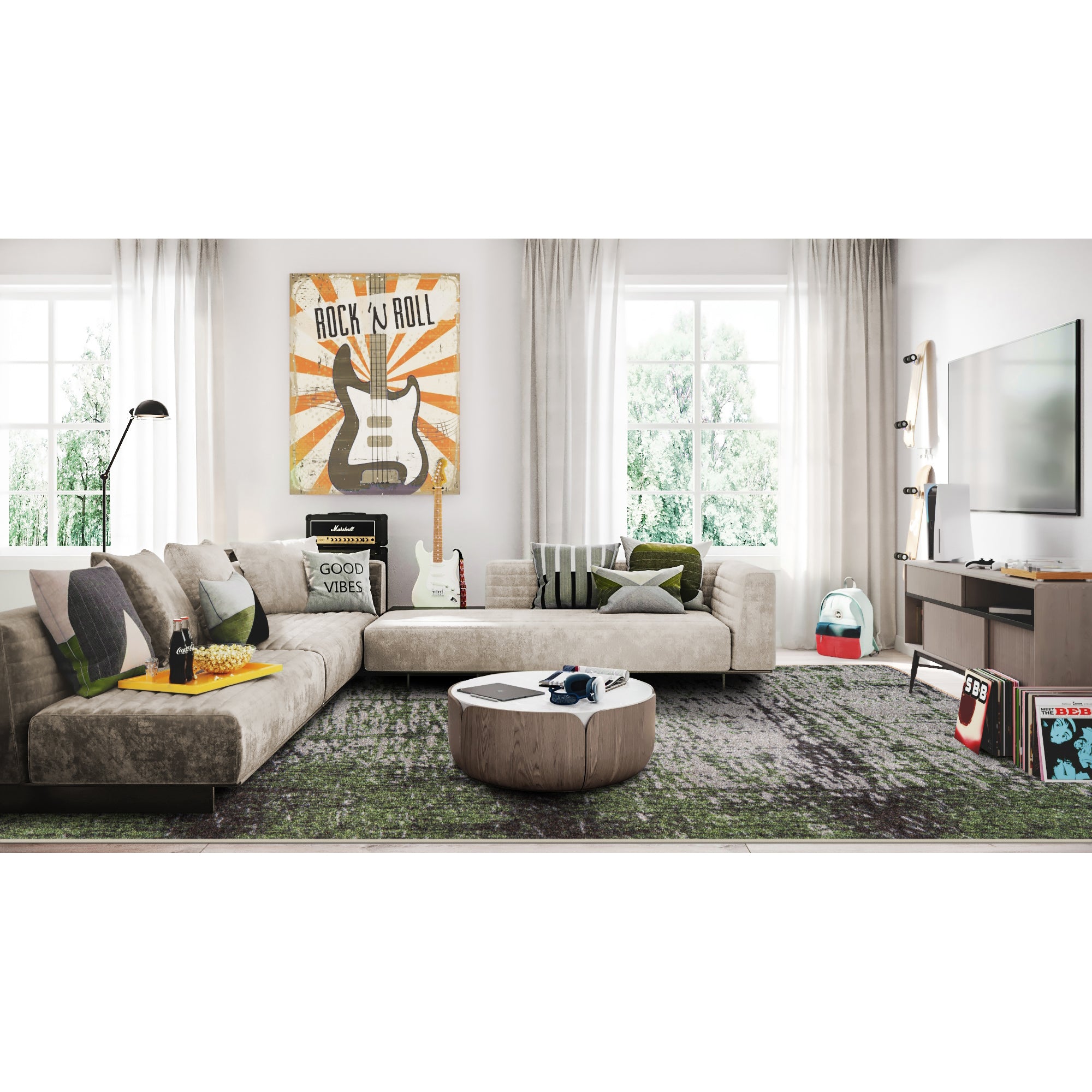 Coastal Canvas 10'9" x 13'2" area rug in color Spanish Moss