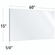 SafeGuard Barrier 15X60 Clear Acrylic Screen For Use With Variant Brackets
