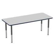 30" x 72" Rectangle T-Molding Activity Table with Adjustable Super Legs - Gray/Navy/Black