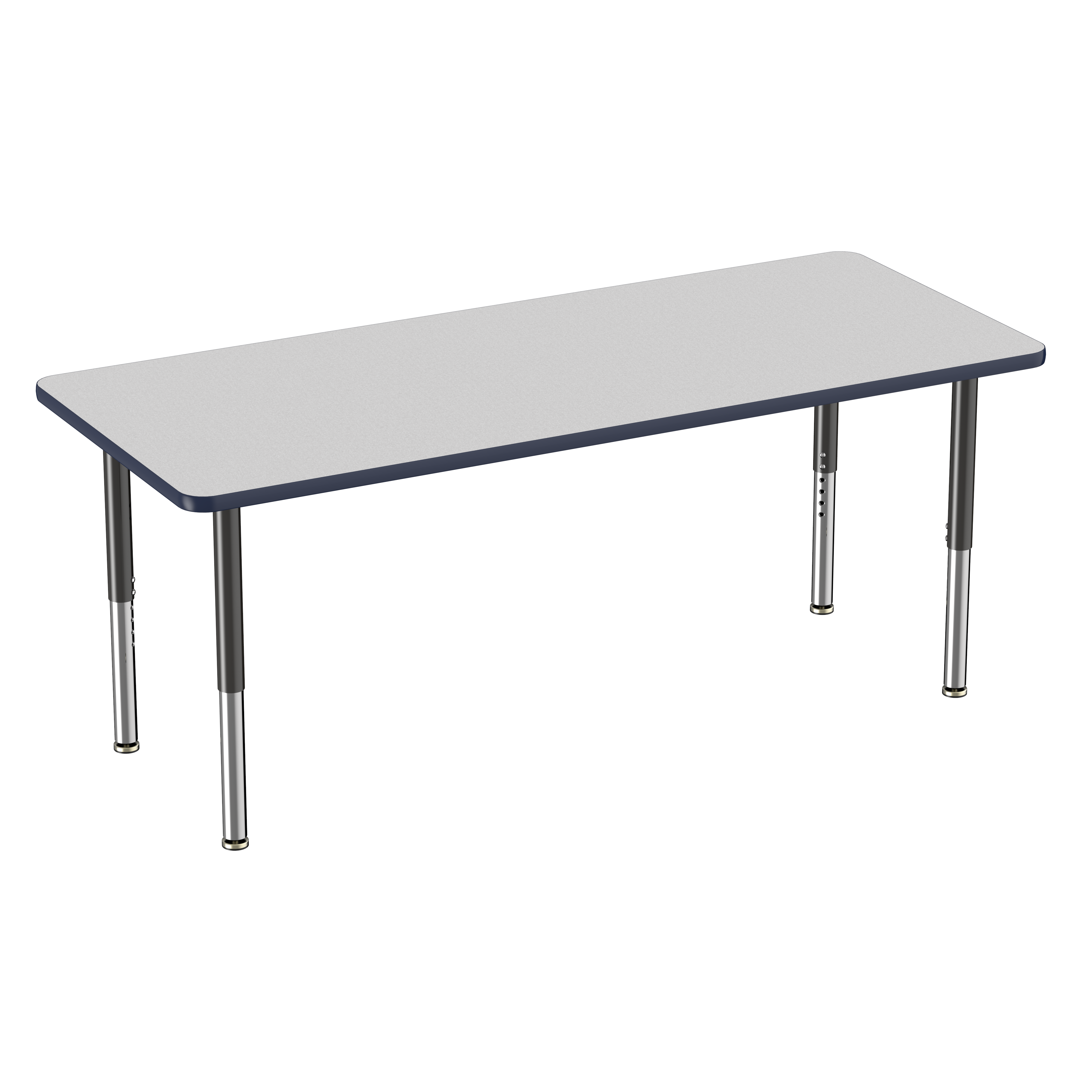 30" x 72" Rectangle T-Molding Activity Table with Adjustable Super Legs - Gray/Navy/Black