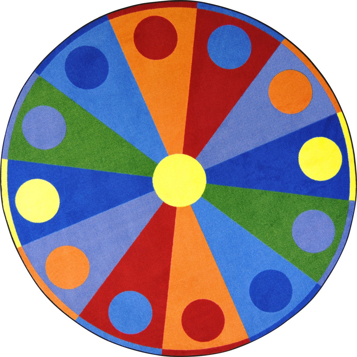 Color Wheel 7'7" Round area rug in color Multi