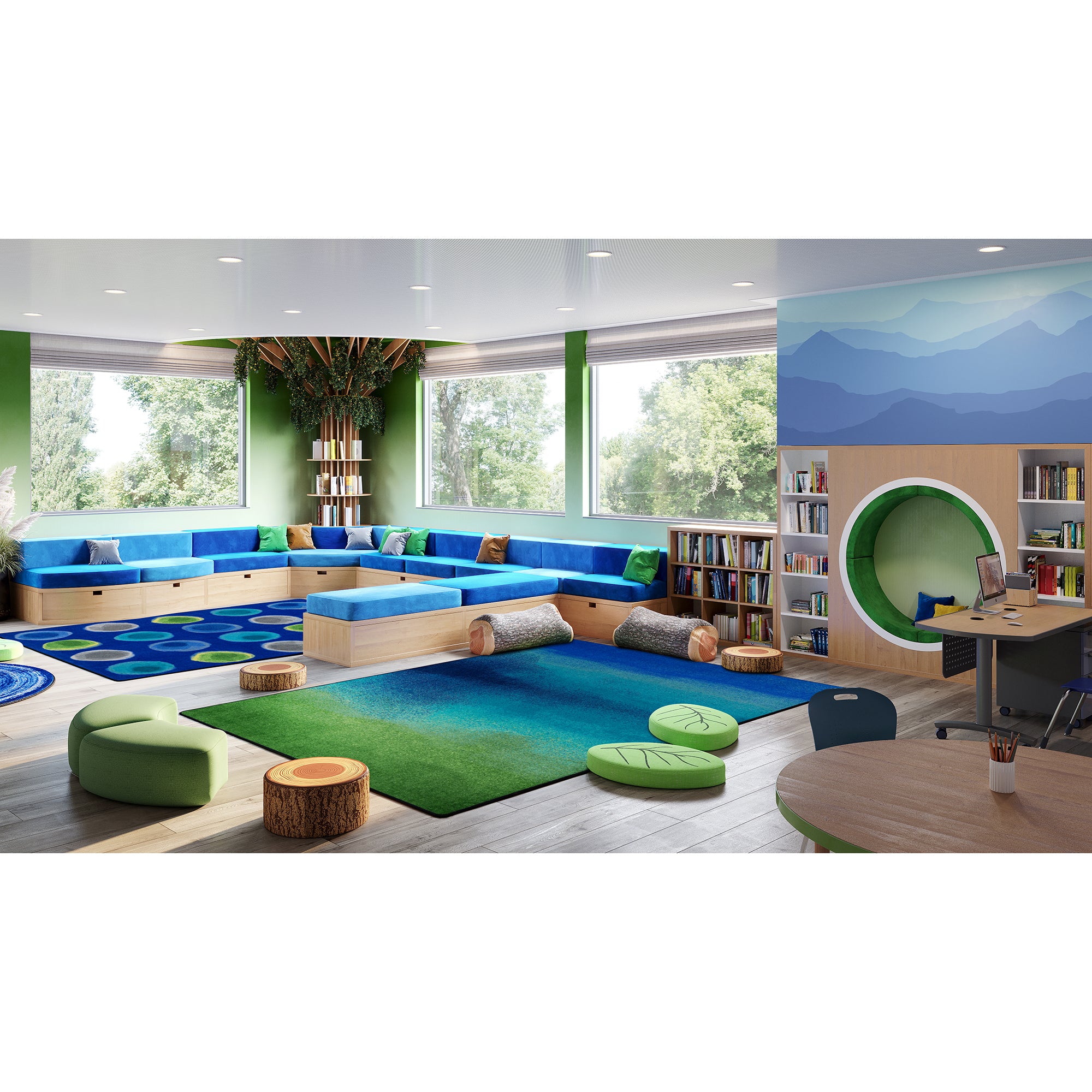 Colorwash 5'4" x 7'8" area rug in color Marine