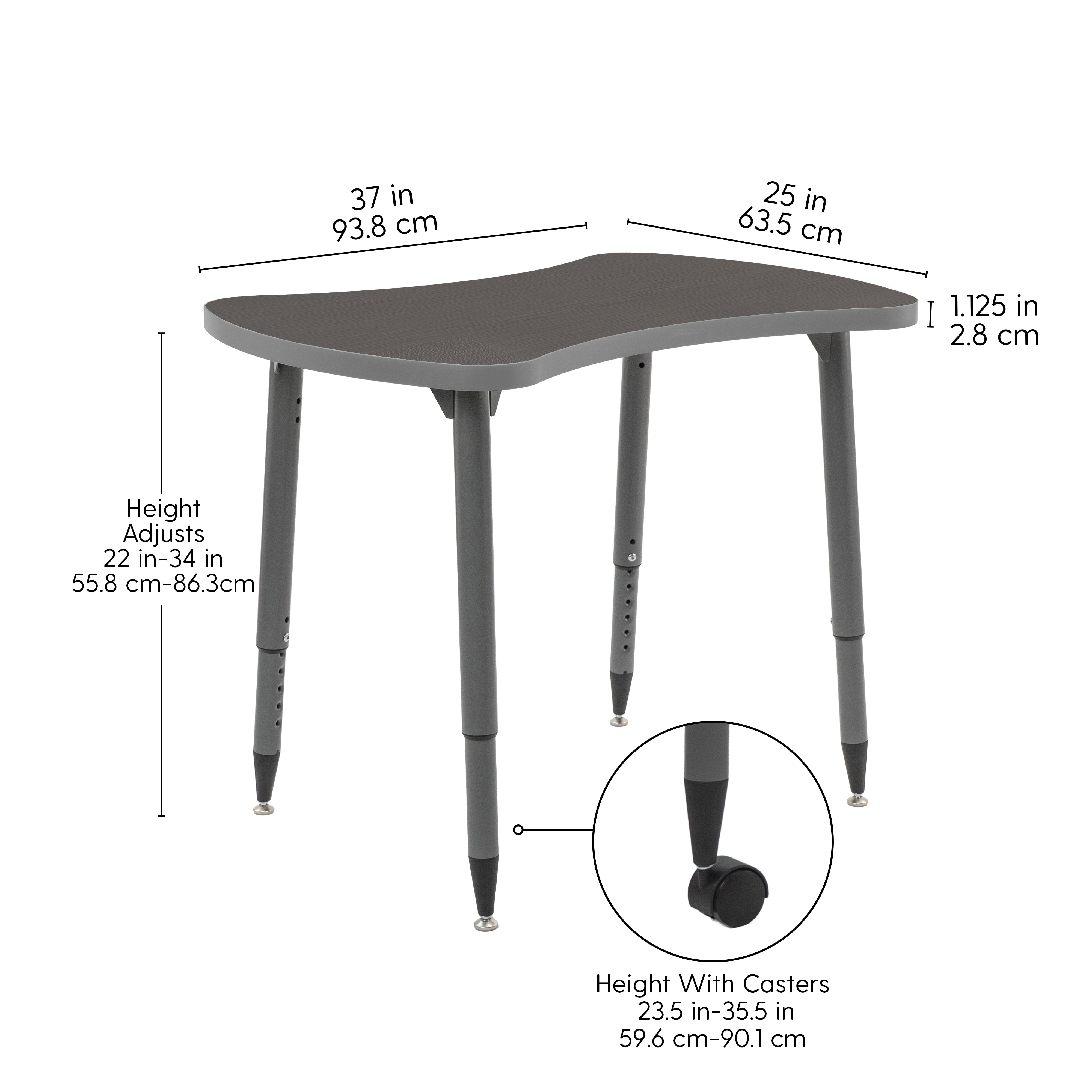 Adapte 25" x 37" Bowtie Thermofused Activity Table with Adjustable Tapered Legs - Cosmic Strandz/North Sea
