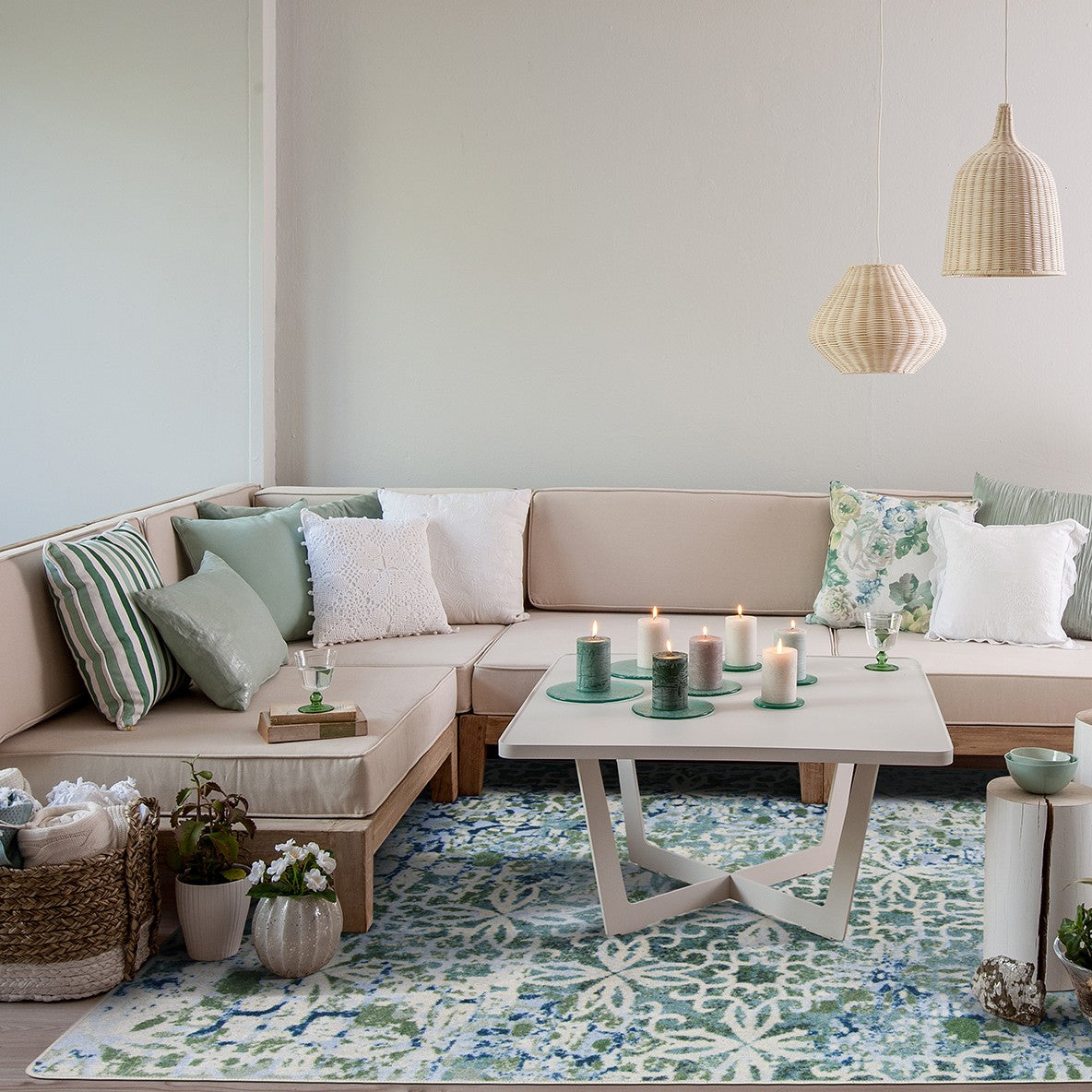 Composite 7'8" x 10'9" area rug in color Sea Green