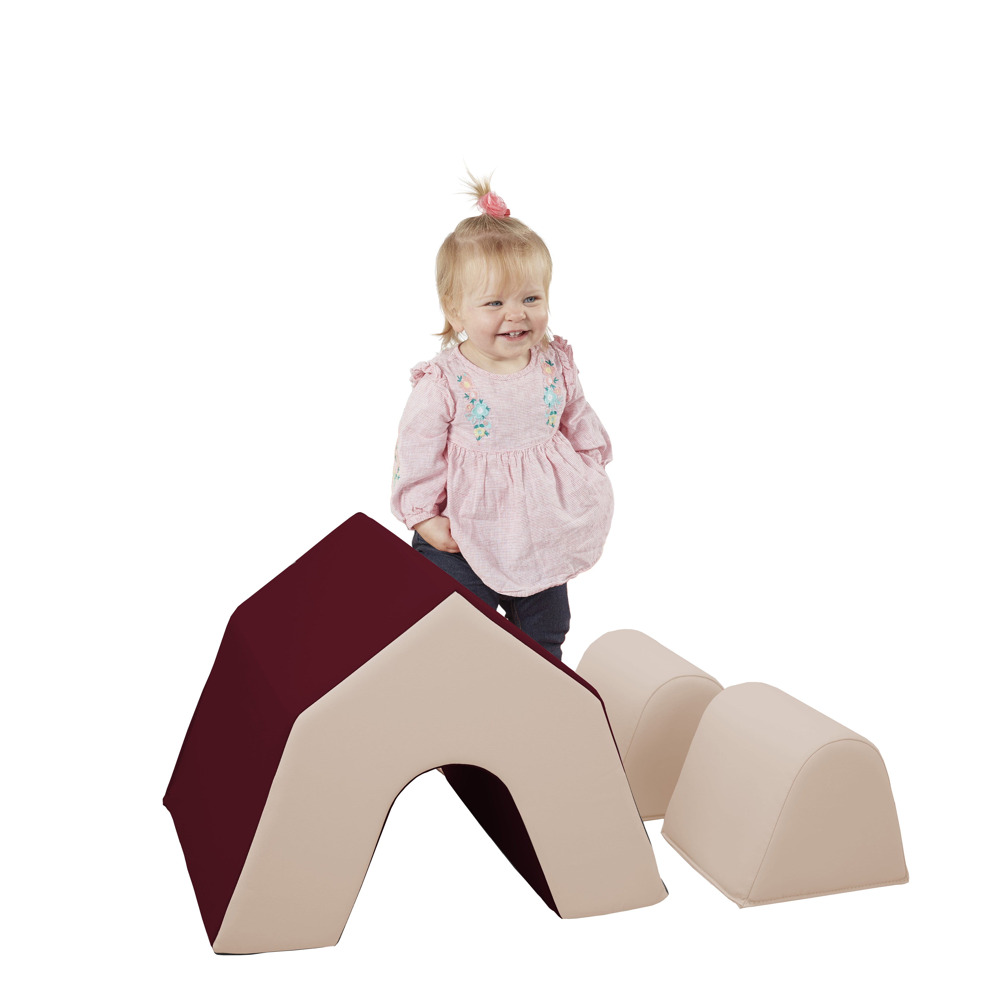 SoftScape Peaked Playspace Climber, 3-Piece Set - Bordeaux/Beige