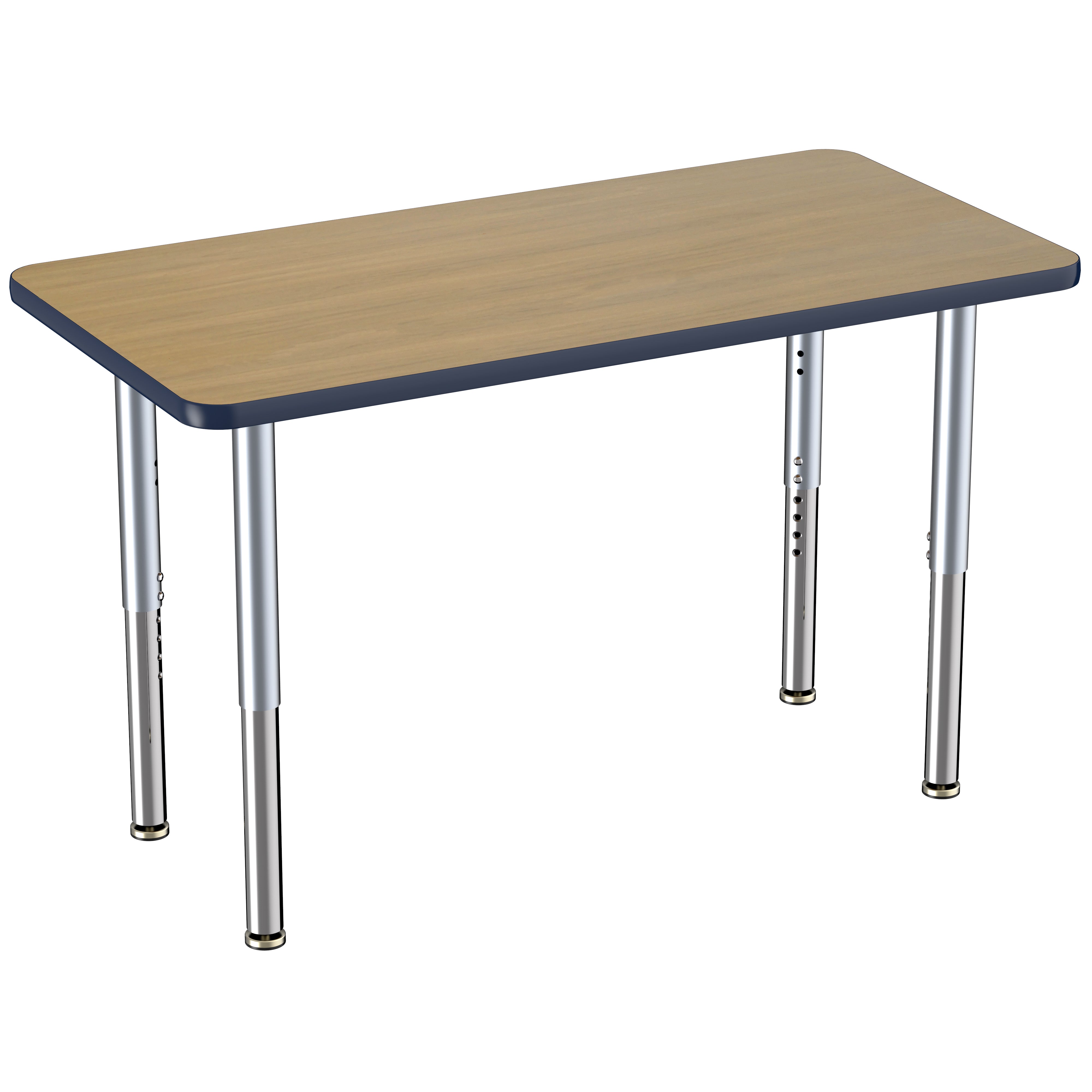 24" x 48" Rectangle Thermofused Activity Table with Adjustable Super Legs - Pasadena Oak/Navy/Silver