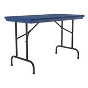 OfficeSource Colorful Blow Mold Folding Tables Fixed Height Blow Mold Table - 48" x 24" - Blue