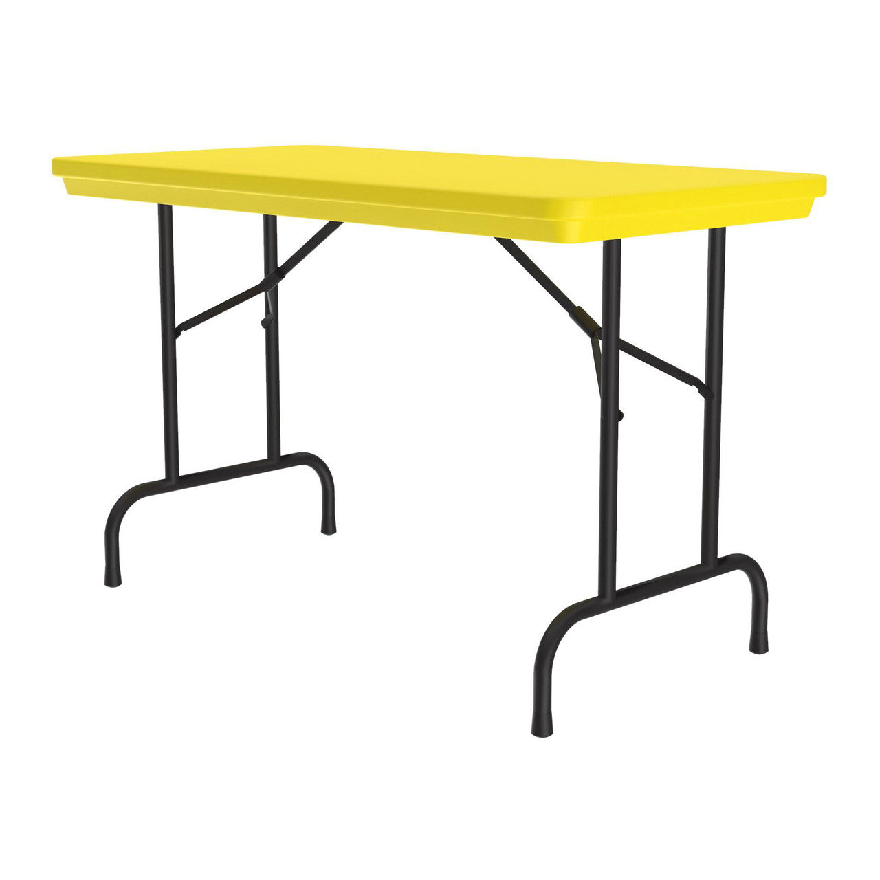 OfficeSource Colorful Blow Mold Folding Tables Fixed Height Blow Mold Table - 48" x 24" - Yellow