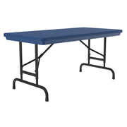 OfficeSource Colorful Blow Mold Folding Tables Adjustable Height Blow Mold Table - 48" x 24" - Blue