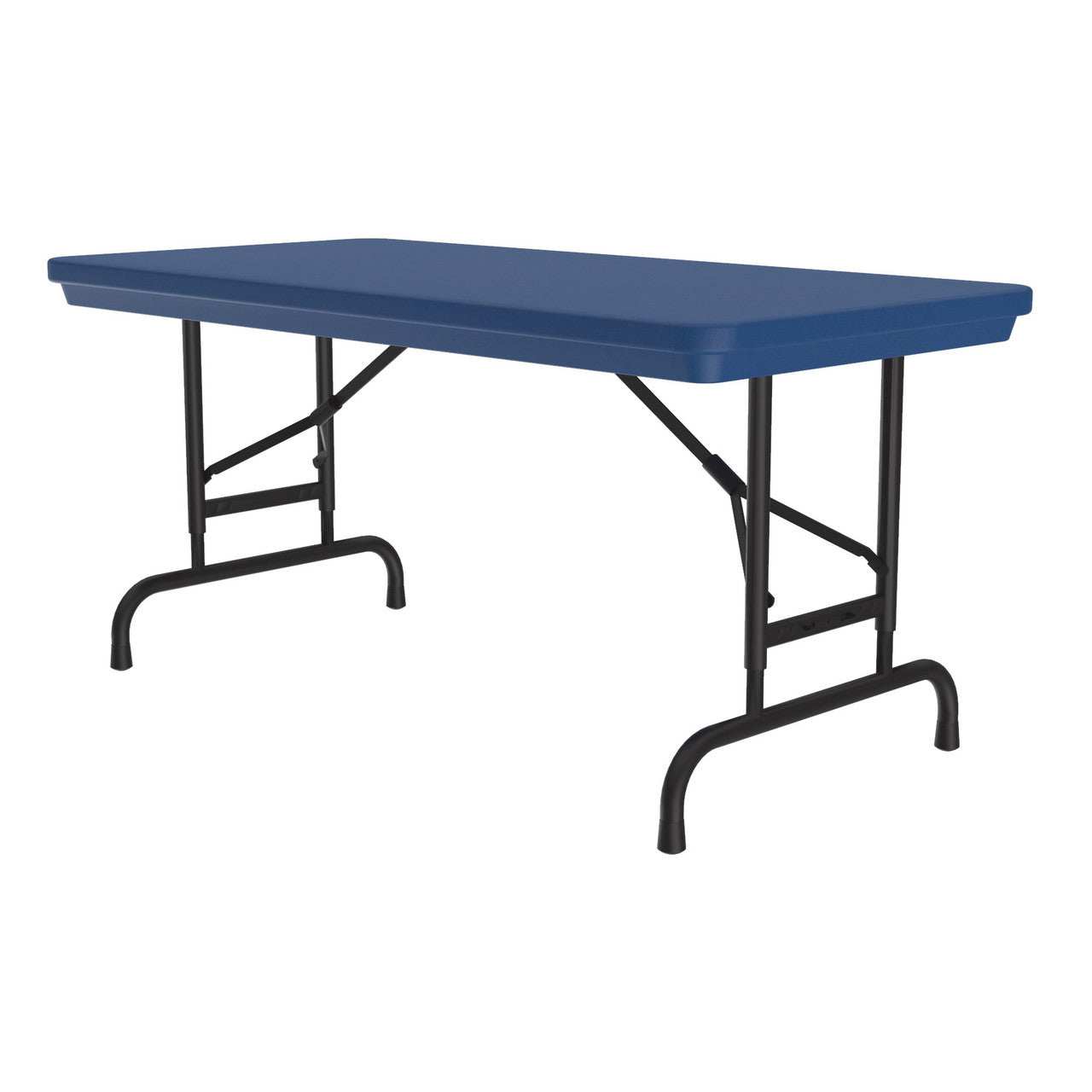 OfficeSource Colorful Blow Mold Folding Tables Adjustable Height Blow Mold Table - 48" x 24" - Blue